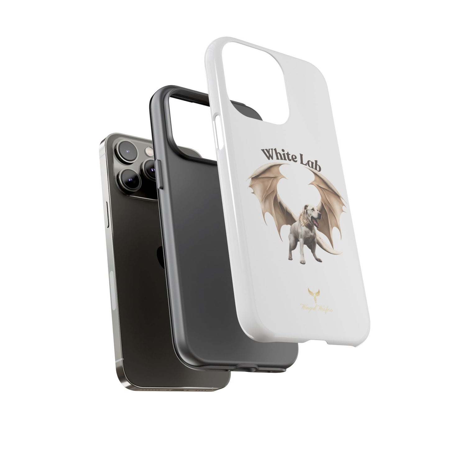 White Labrador Tough Case - Protective Phone Case with Winged Dog Design