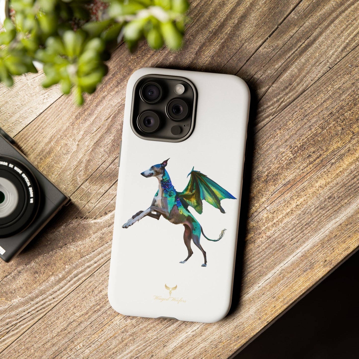 Fantasy Greyhound Dog Phone Case - Whimsical Winged Design for Pet Lovers