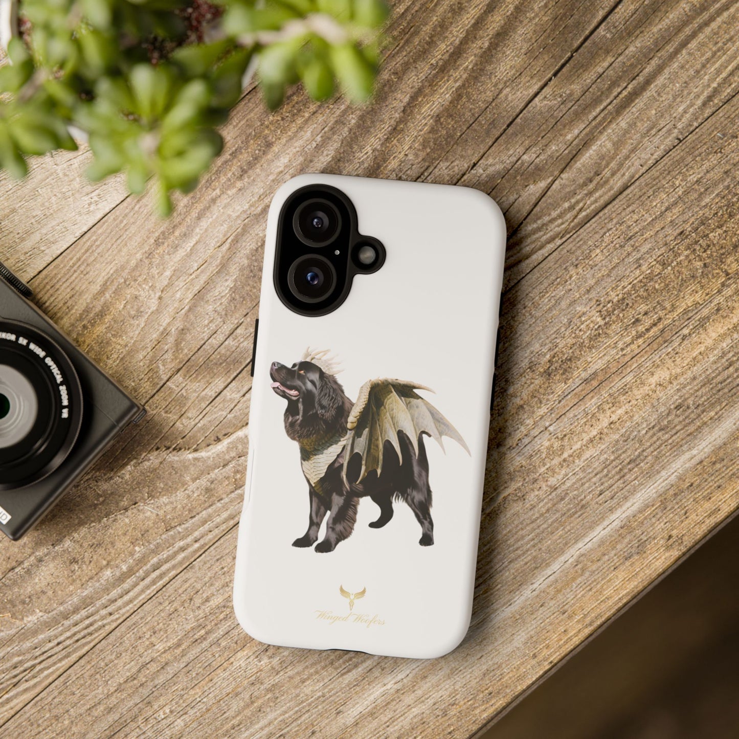 Magical Newfoundland Dog Phone Case - Tough & Stylish Cover with Winged Canine Design