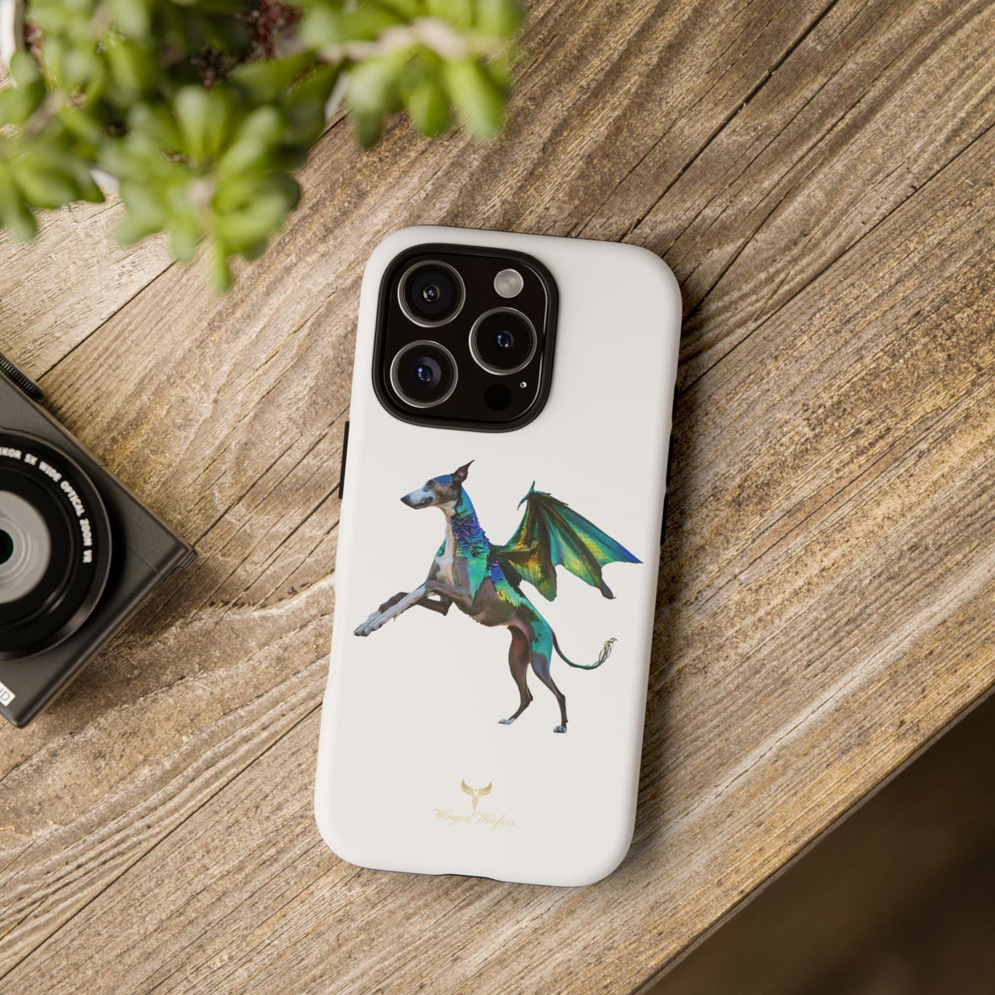 Fantasy Greyhound Dog Phone Case - Whimsical Winged Design for Pet Lovers