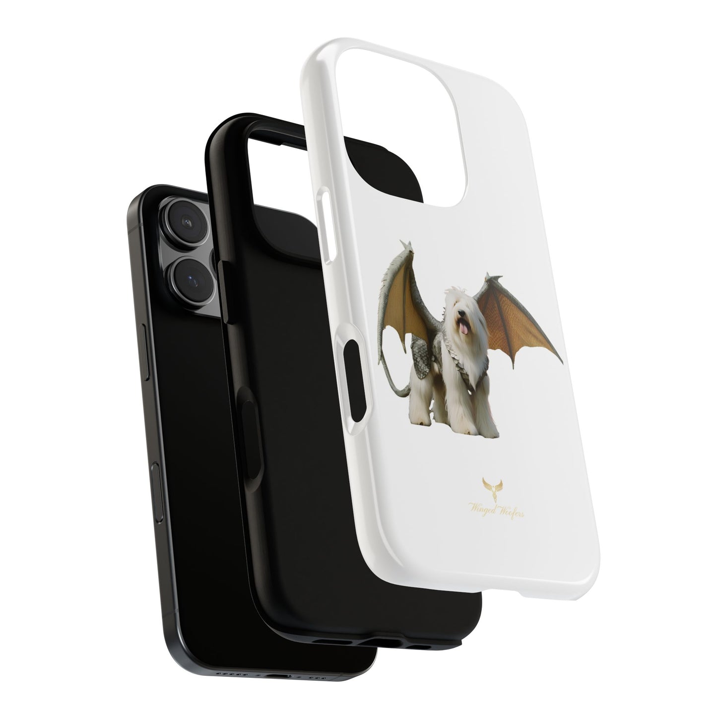 Fantasy Old English Sheepdog Phone Case - Tough Cases with Unique Dragon Wings Design