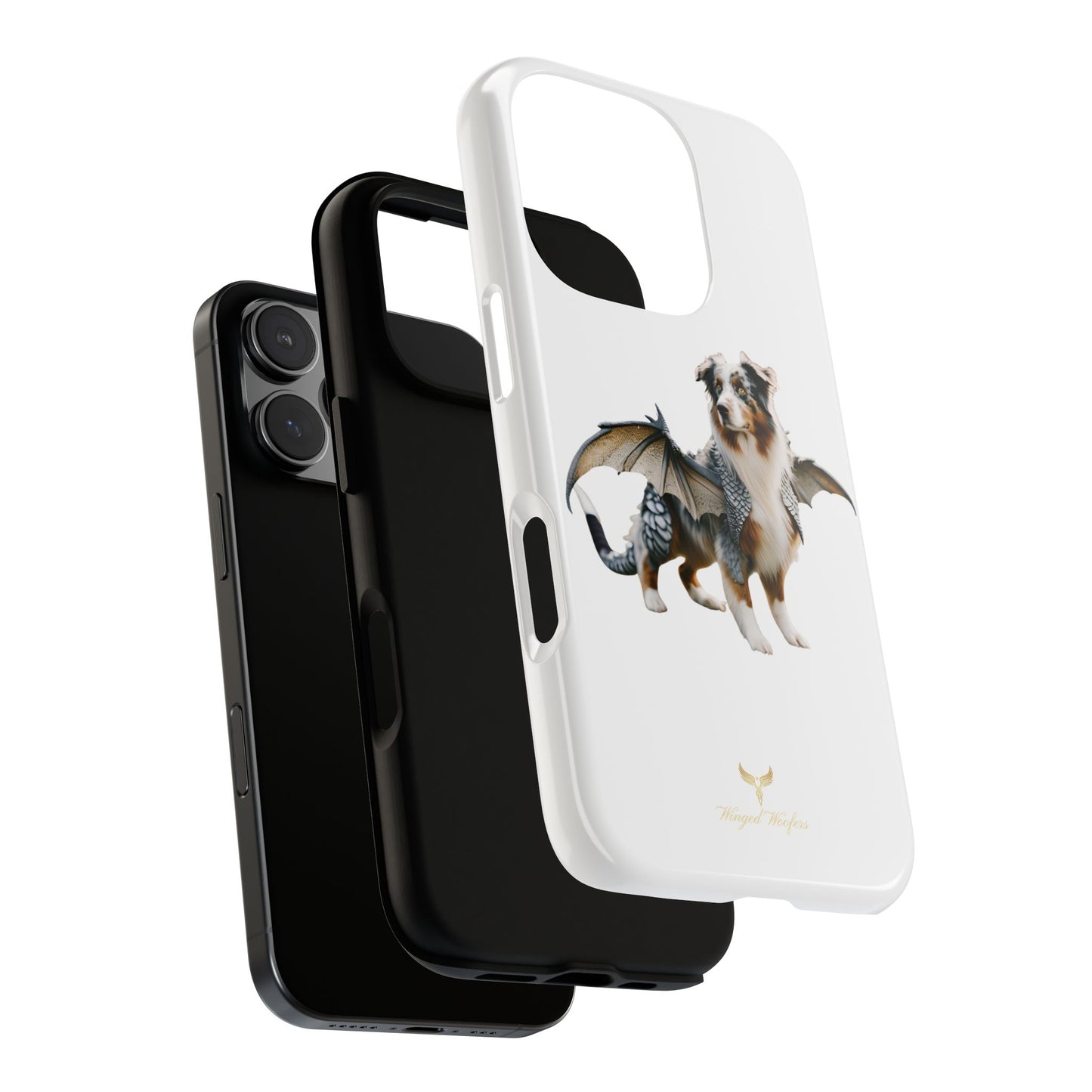 Fantasy Australian Shepherd Dog Phone Case with Wings - Tough Cases for Animal Lovers