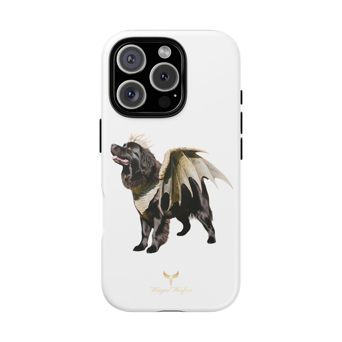 Magical Newfoundland Dog Phone Case - Tough & Stylish Cover with Winged Canine Design