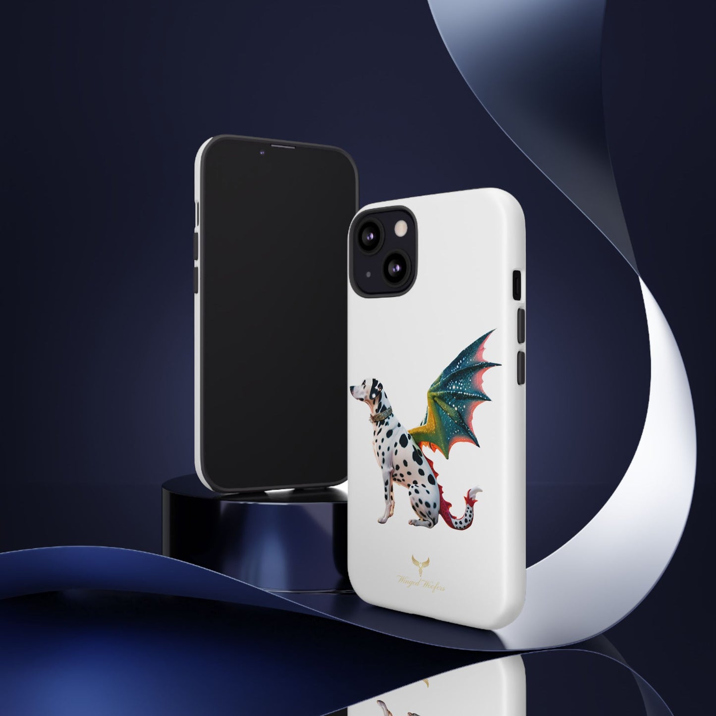 Whimsical Dog Art Phone Case – Tough Cases Featuring Dragon Dalmatian Design