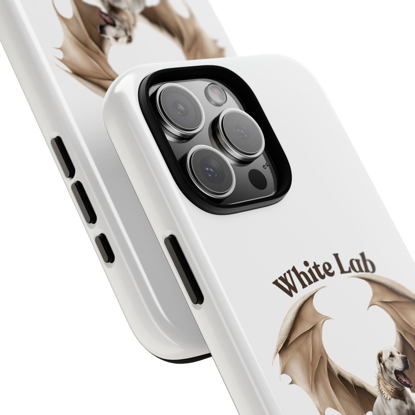 White Labrador Tough Case - Protective Phone Case with Winged Dog Design