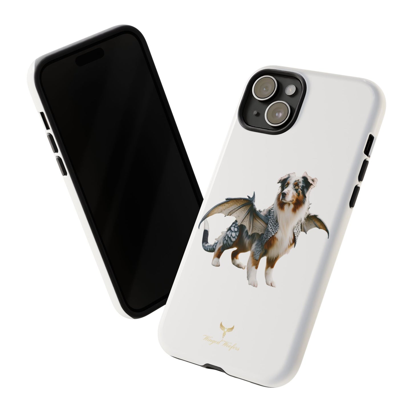 Fantasy Australian Shepherd Dog Phone Case with Wings - Tough Cases for Animal Lovers