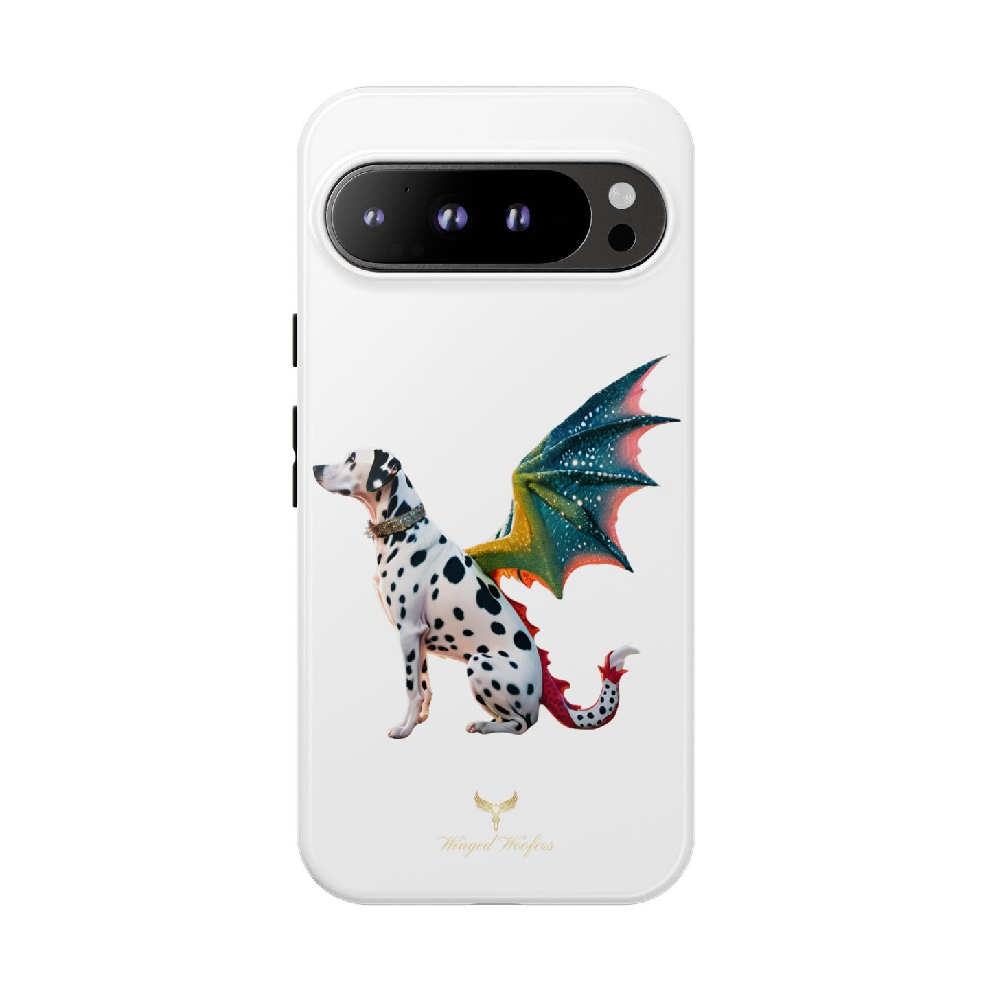 Whimsical Dog Art Phone Case – Tough Cases Featuring Dragon Dalmatian Design