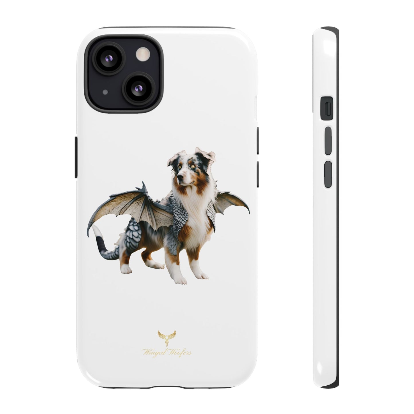 Fantasy Australian Shepherd Dog Phone Case with Wings - Tough Cases for Animal Lovers