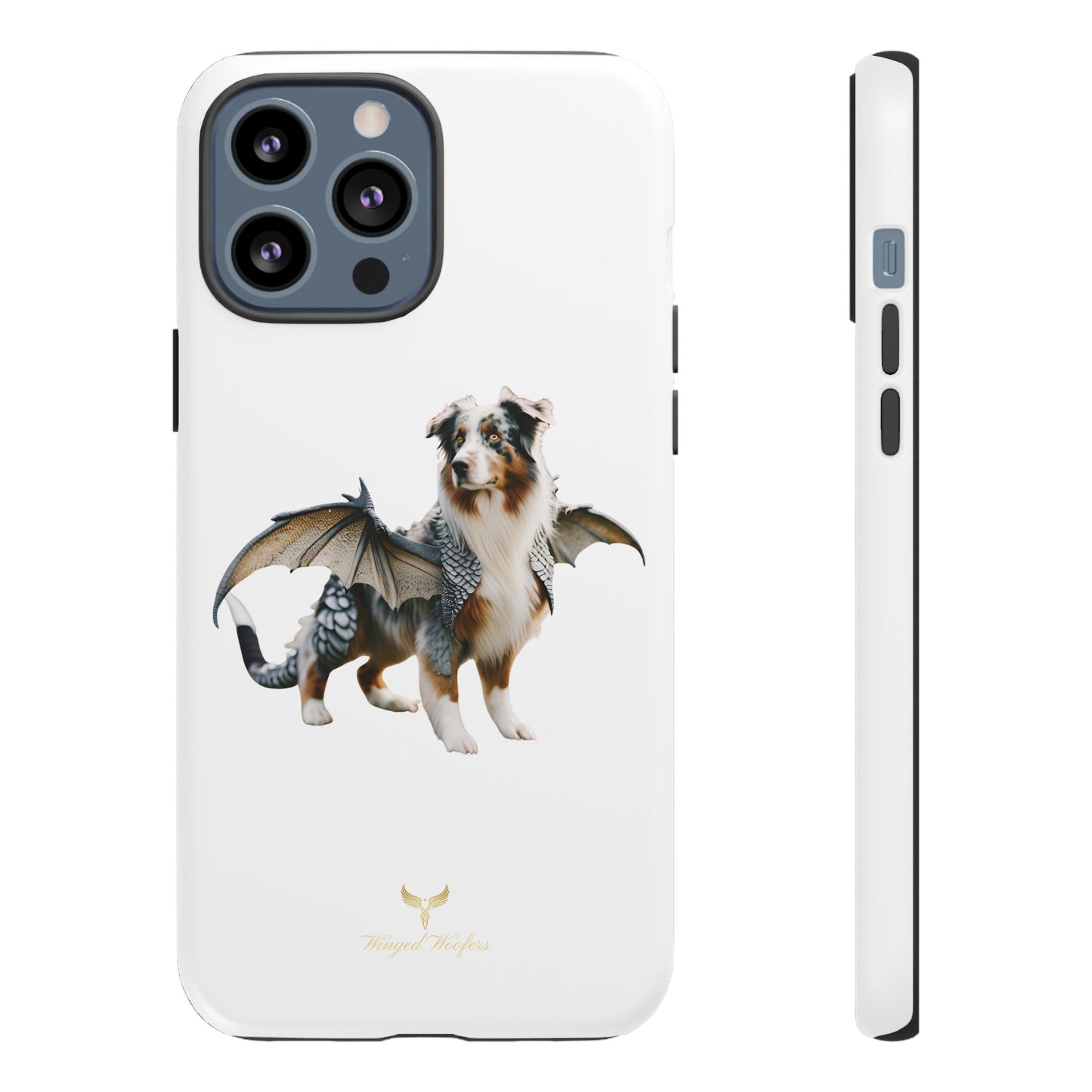 Fantasy Australian Shepherd Dog Phone Case with Wings - Tough Cases for Animal Lovers