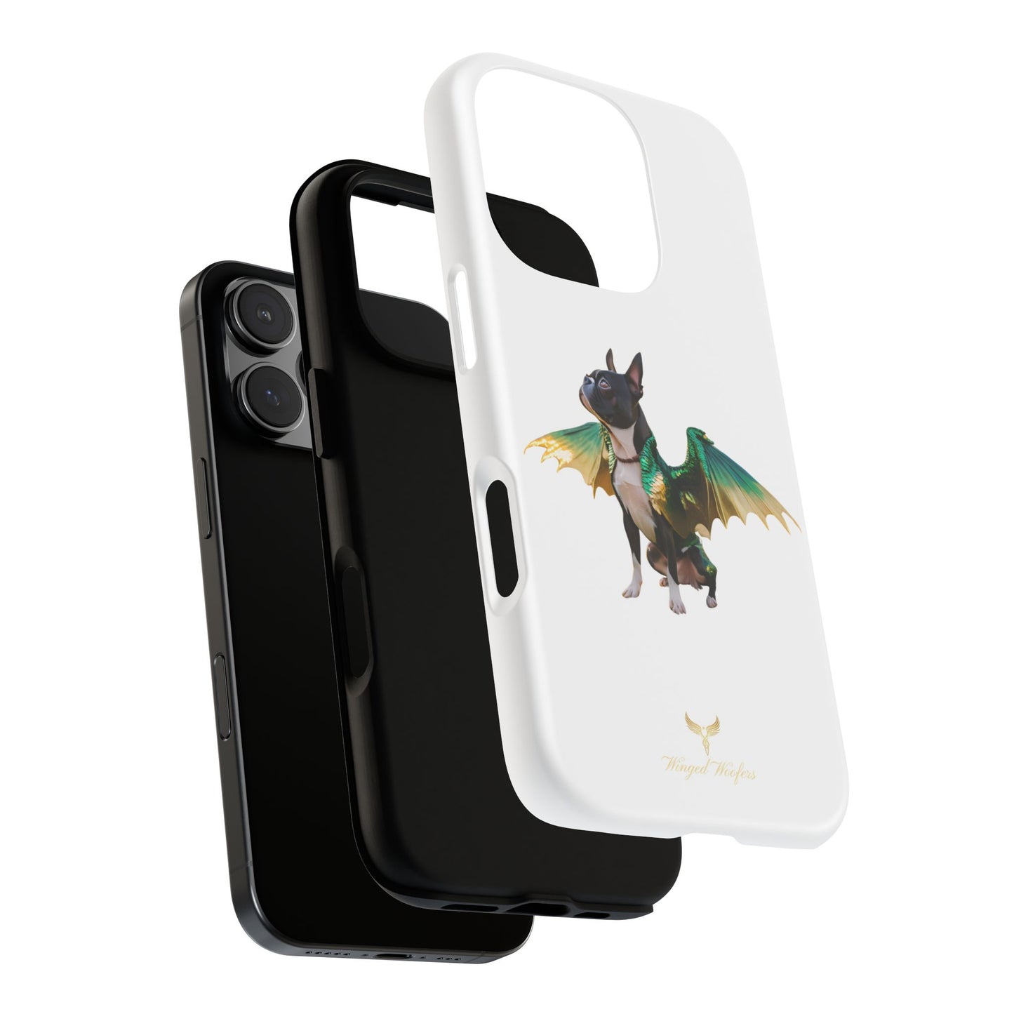 Fantasy Boston Terrier Dog Case - Tough Pet Protection with Wings Design