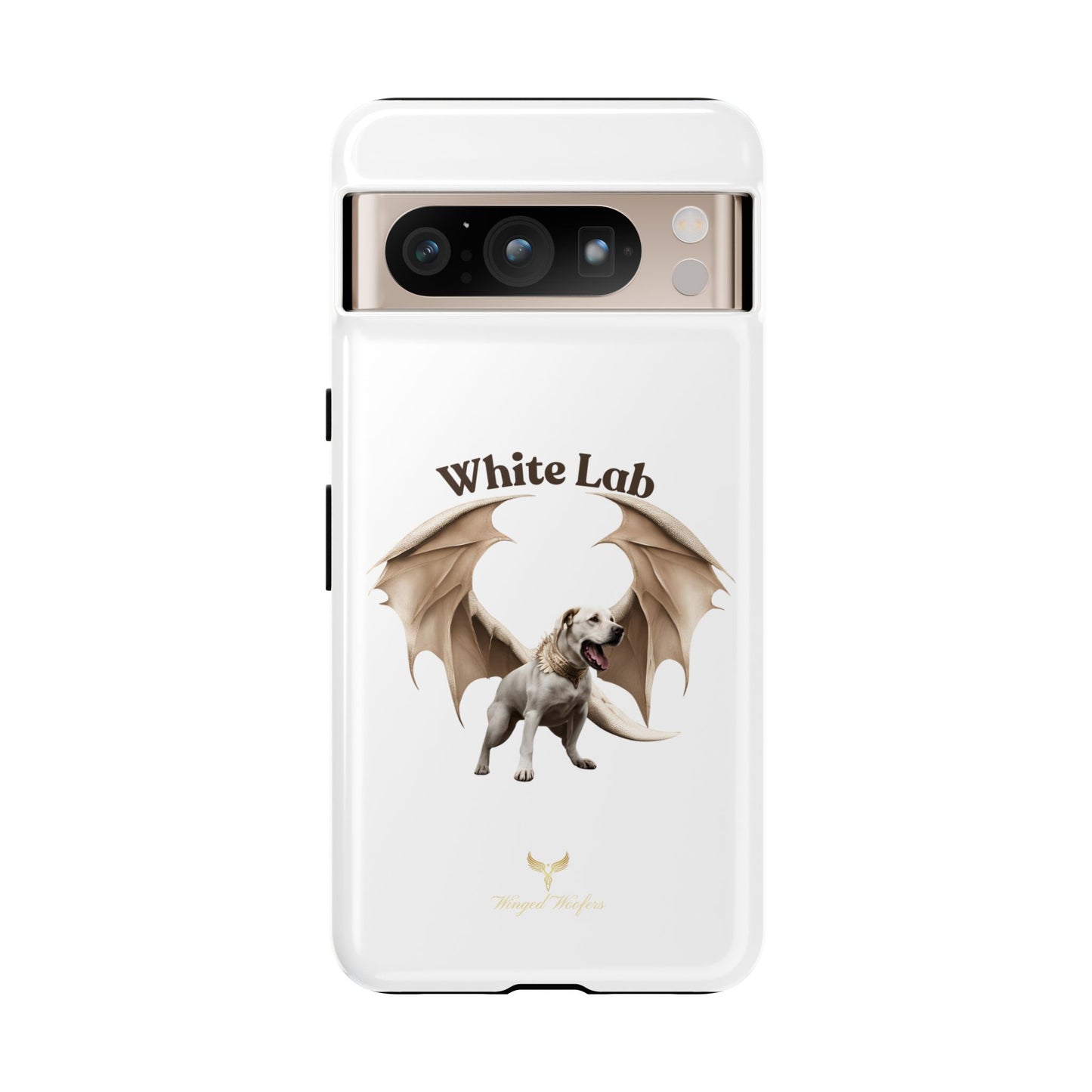 White Labrador Tough Case - Protective Phone Case with Winged Dog Design