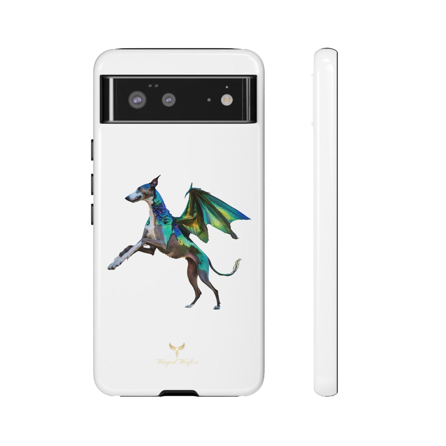 Fantasy Greyhound Dog Phone Case - Whimsical Winged Design for Pet Lovers