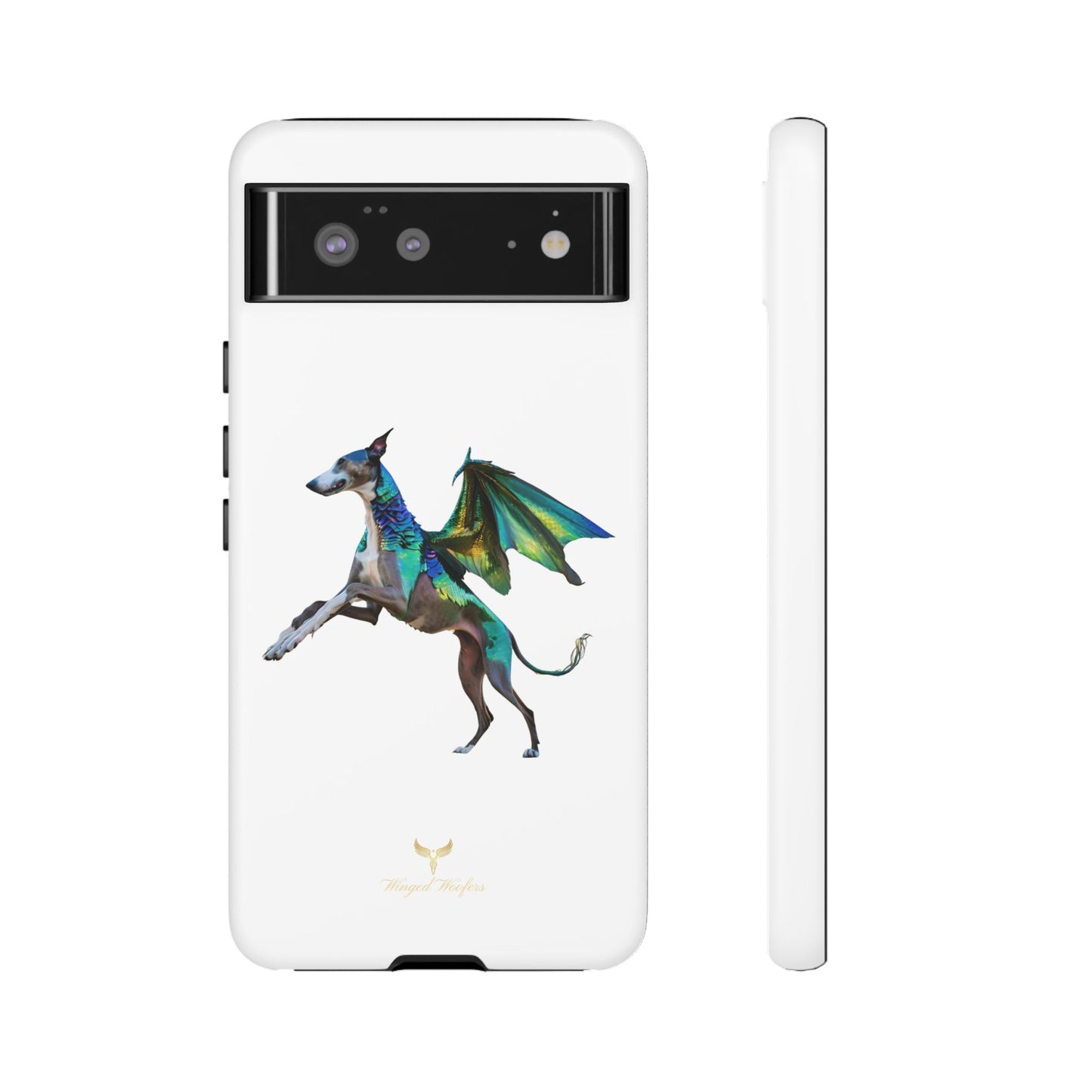 Fantasy Greyhound Dog Phone Case - Whimsical Winged Design for Pet Lovers