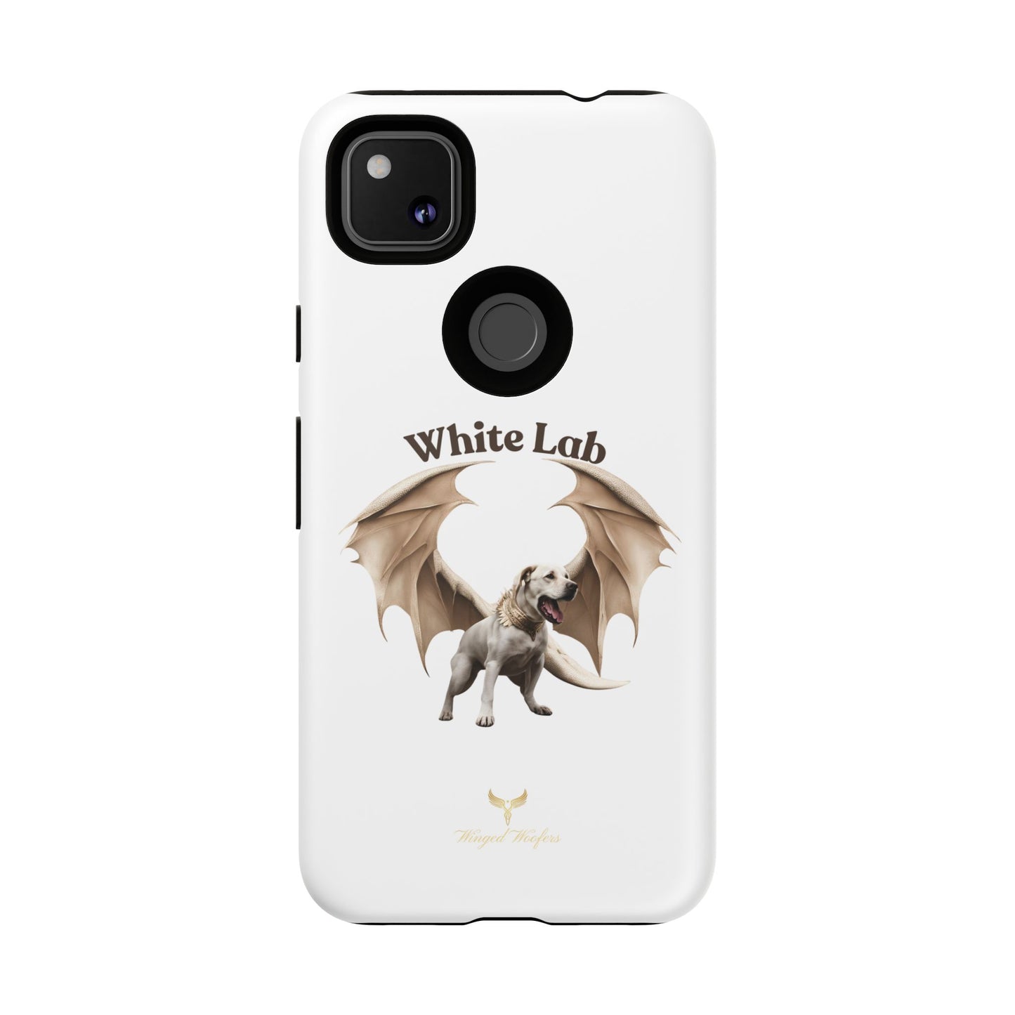 White Labrador Tough Case - Protective Phone Case with Winged Dog Design