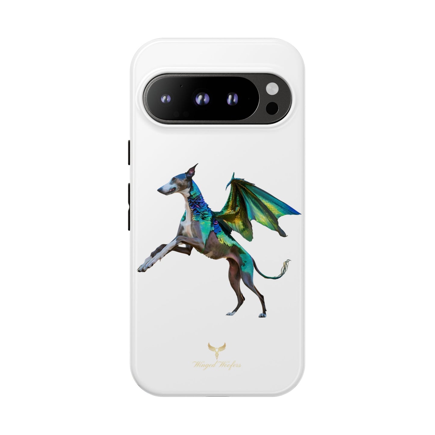 Fantasy Greyhound Dog Phone Case - Whimsical Winged Design for Pet Lovers