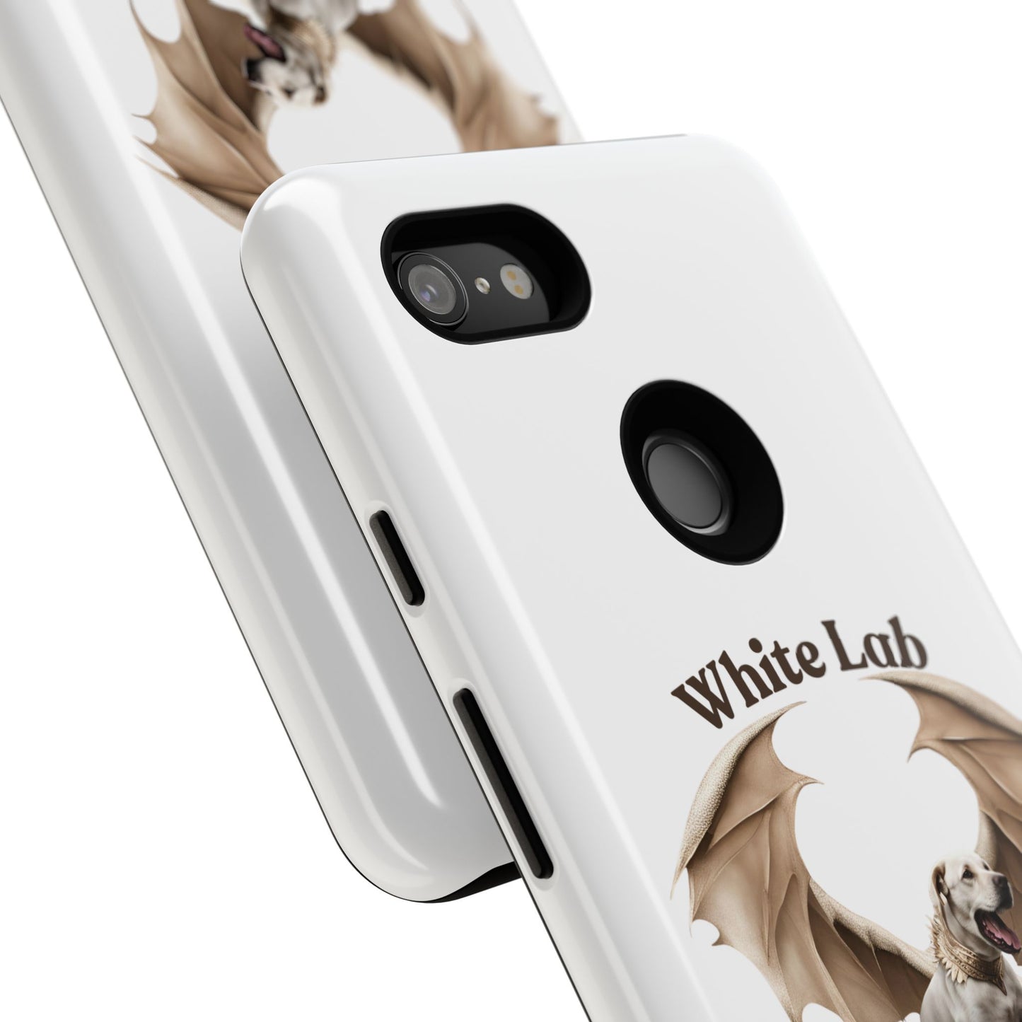 White Labrador Tough Case - Protective Phone Case with Winged Dog Design