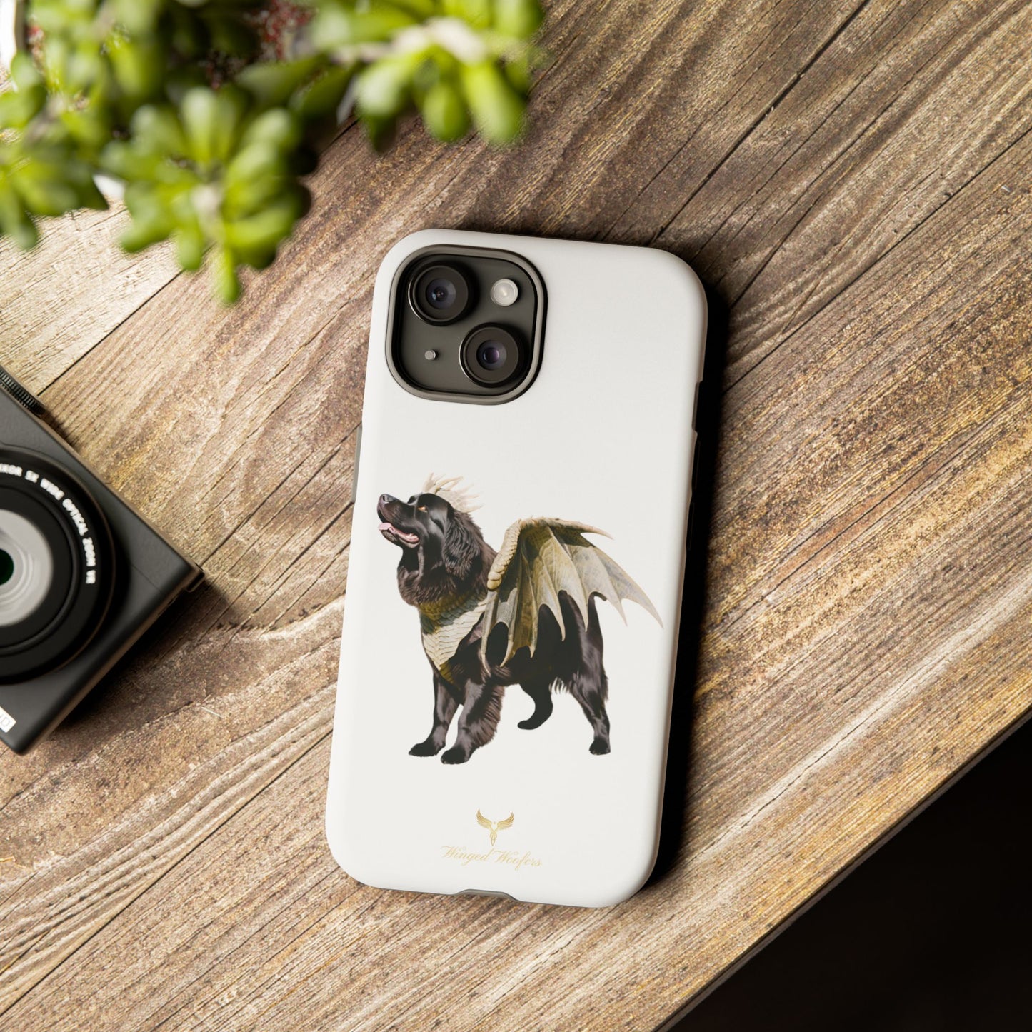 Magical Newfoundland Dog Phone Case - Tough & Stylish Cover with Winged Canine Design