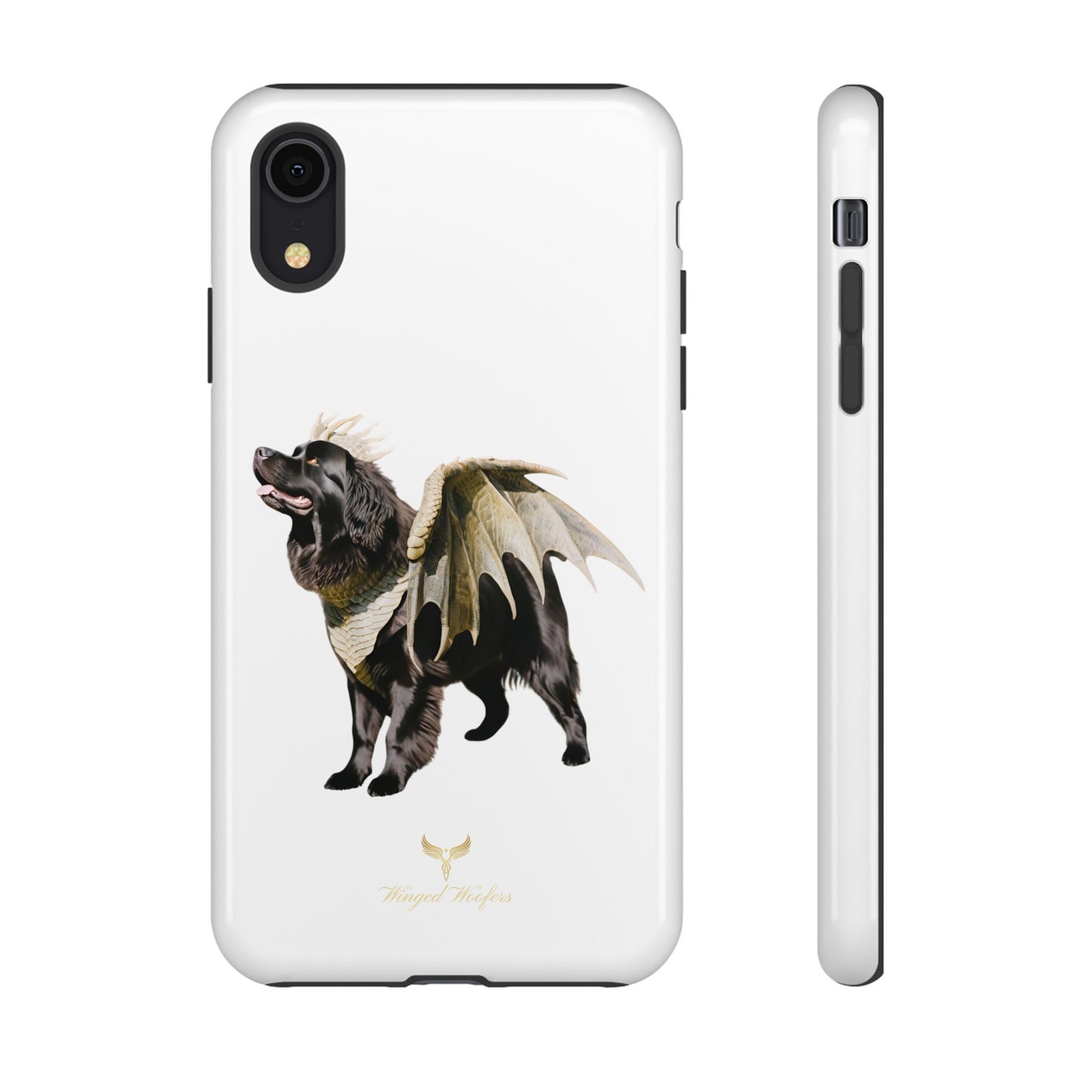 Magical Newfoundland Dog Phone Case - Tough & Stylish Cover with Winged Canine Design