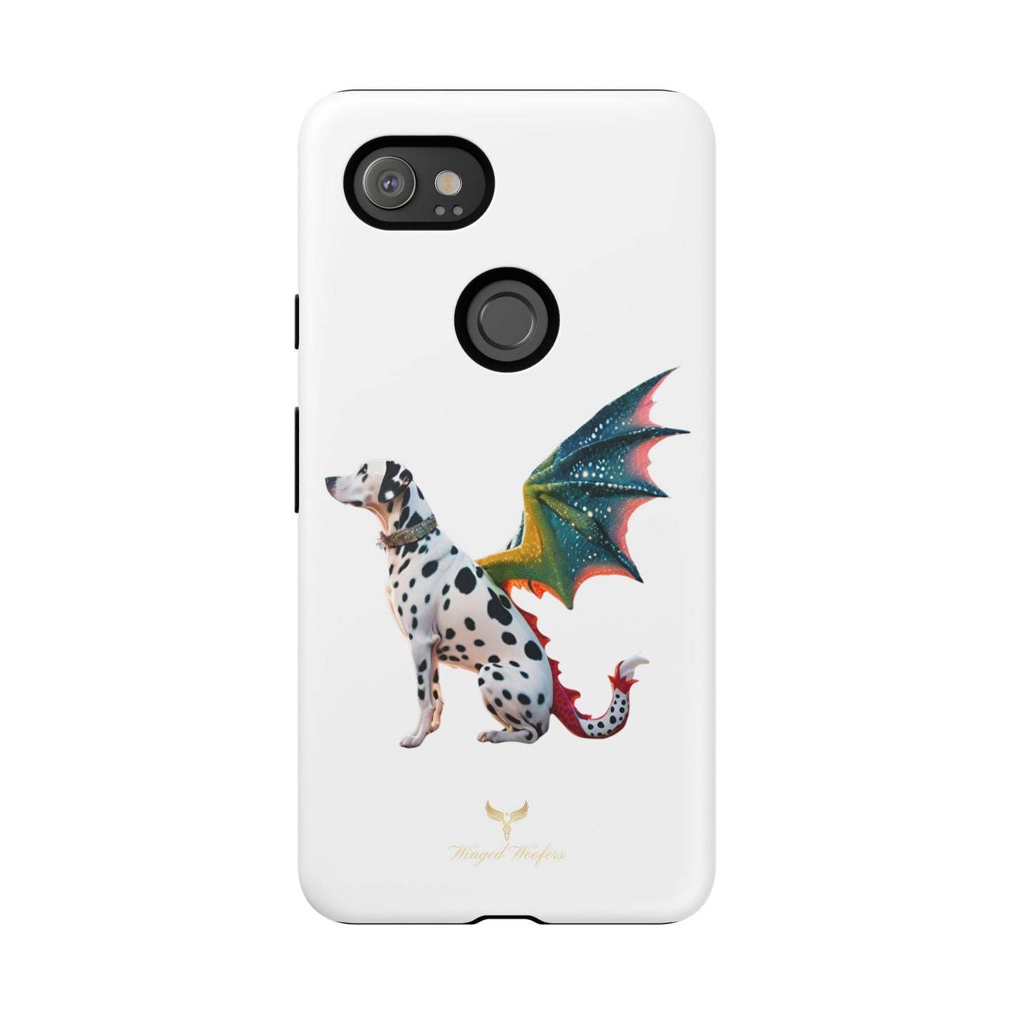 Whimsical Dog Art Phone Case – Tough Cases Featuring Dragon Dalmatian Design