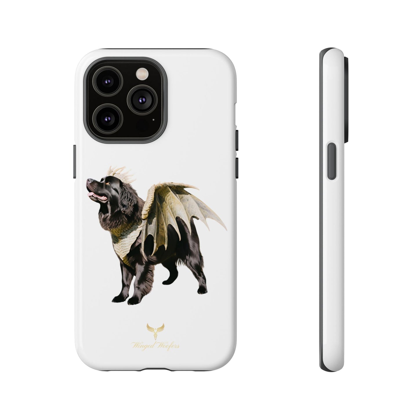 Magical Newfoundland Dog Phone Case - Tough & Stylish Cover with Winged Canine Design