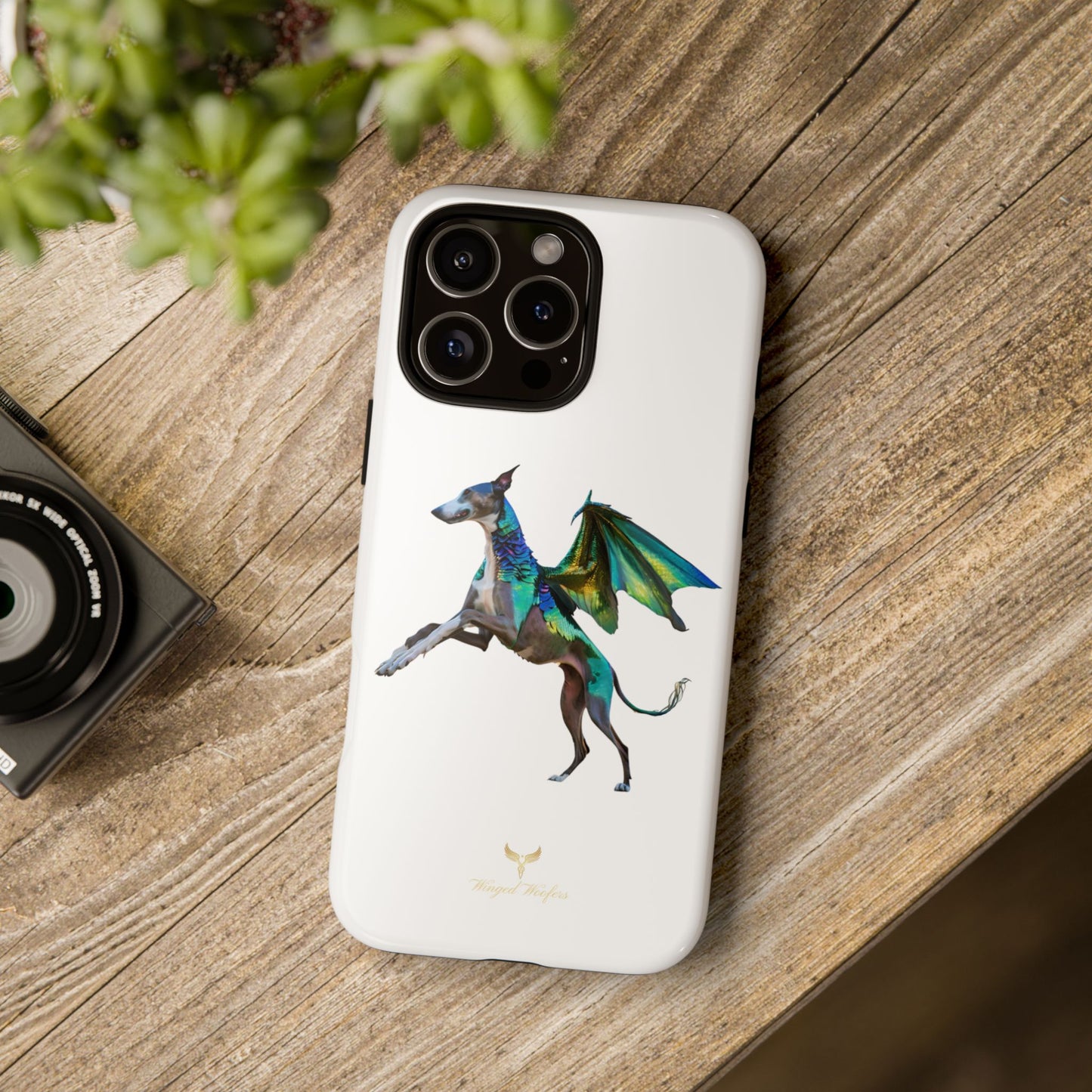 Fantasy Greyhound Dog Phone Case - Whimsical Winged Design for Pet Lovers