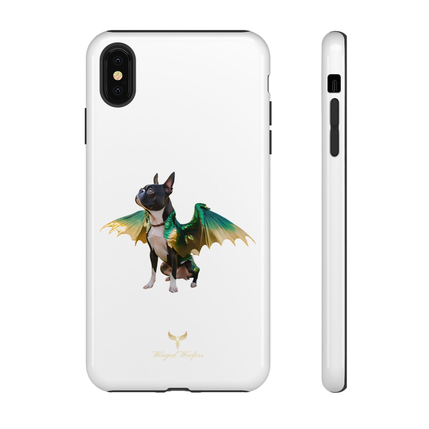 Fantasy Boston Terrier Dog Case - Tough Pet Protection with Wings Design