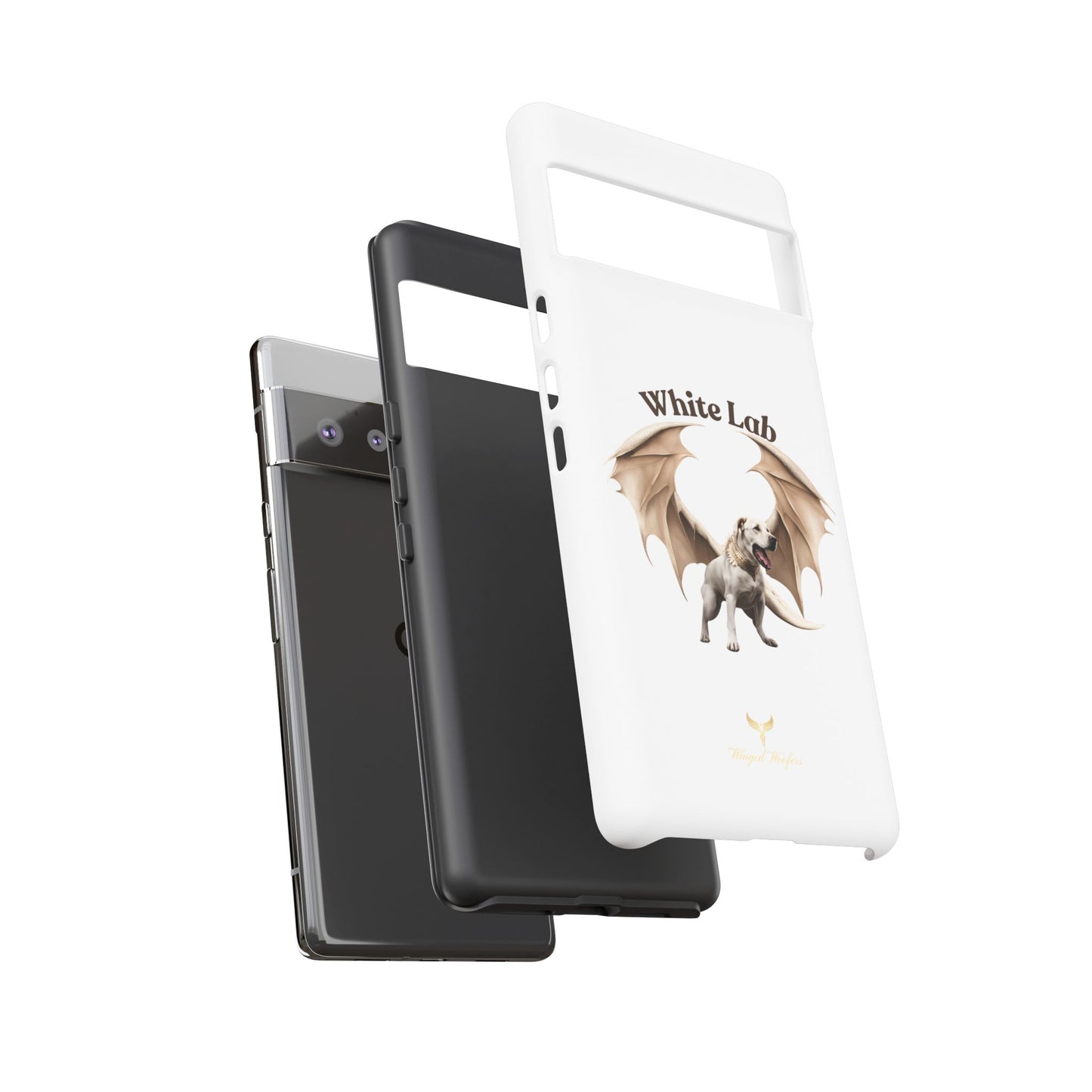 White Labrador Tough Case - Protective Phone Case with Winged Dog Design