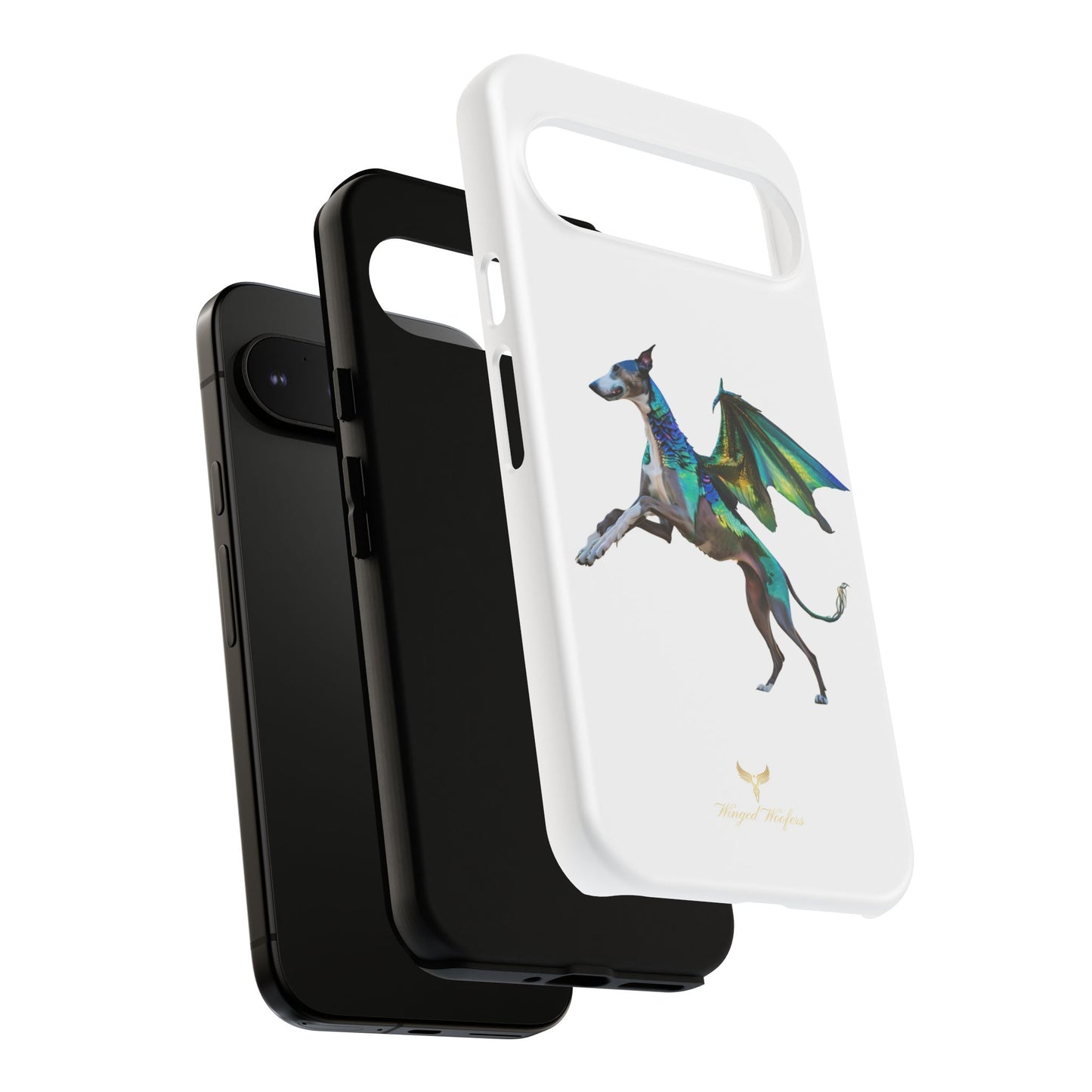 Fantasy Greyhound Dog Phone Case - Whimsical Winged Design for Pet Lovers