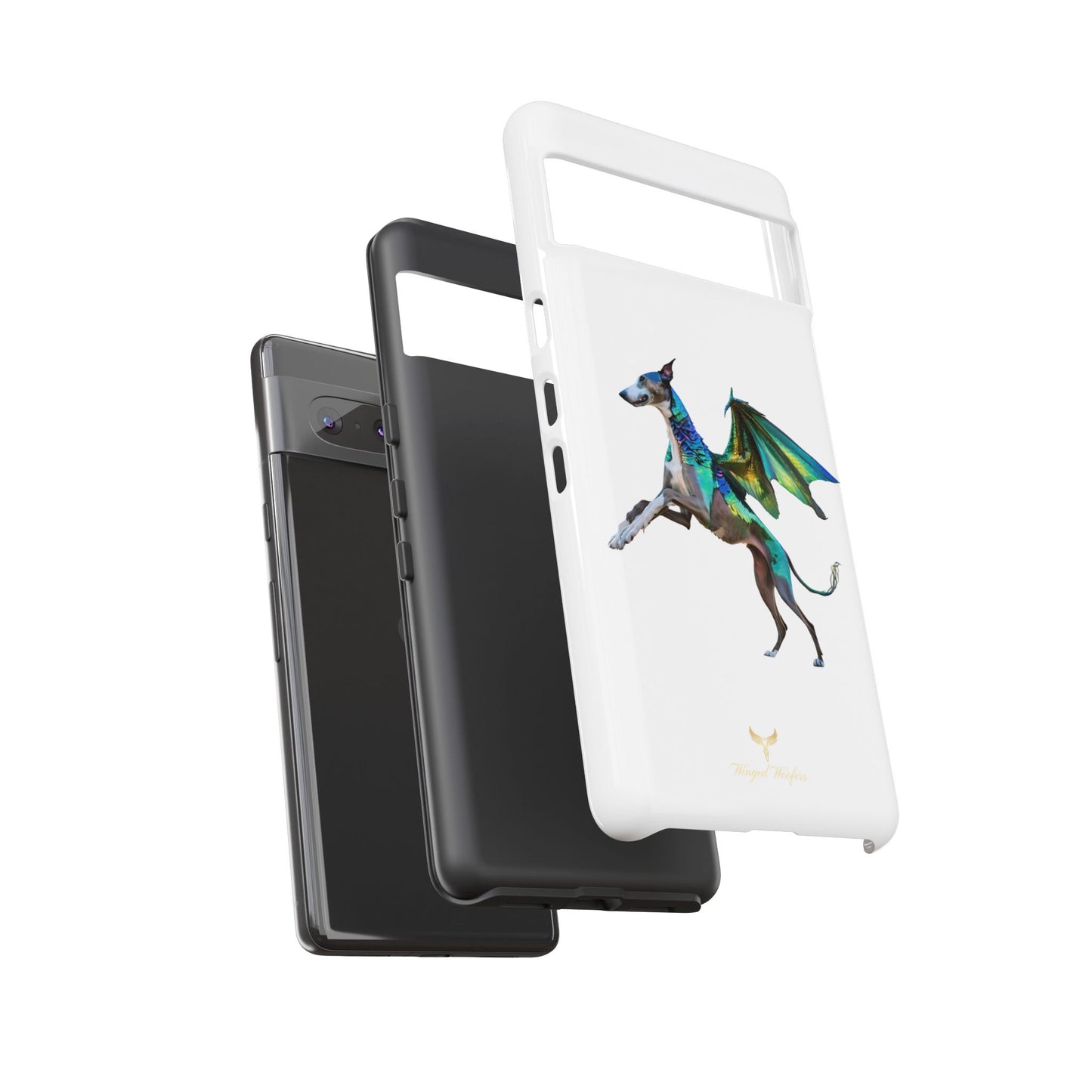 Fantasy Greyhound Dog Phone Case - Whimsical Winged Design for Pet Lovers