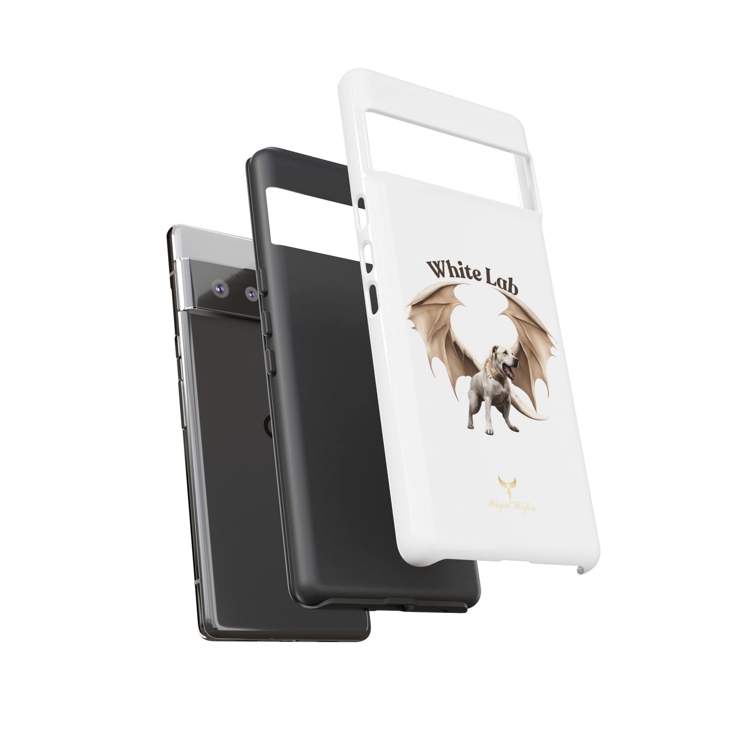 White Labrador Tough Case - Protective Phone Case with Winged Dog Design