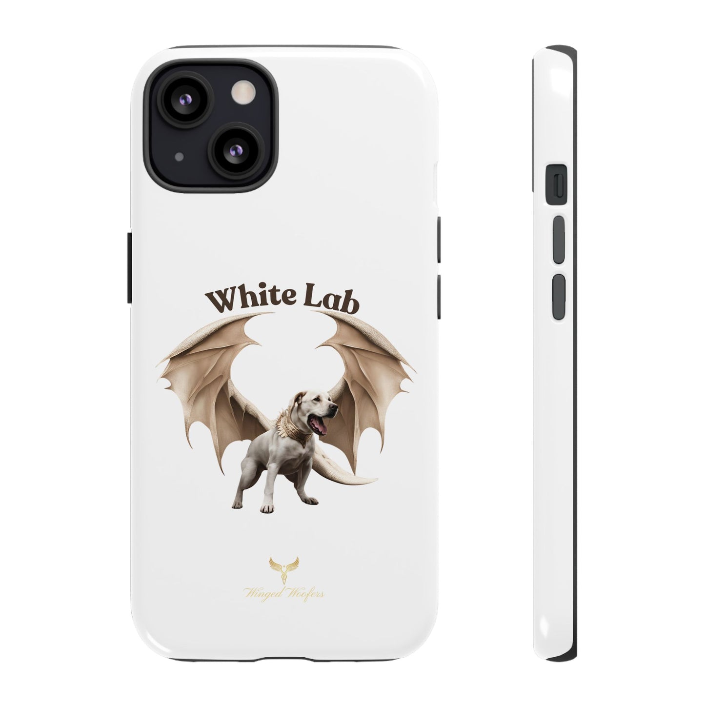 White Labrador Tough Case - Protective Phone Case with Winged Dog Design