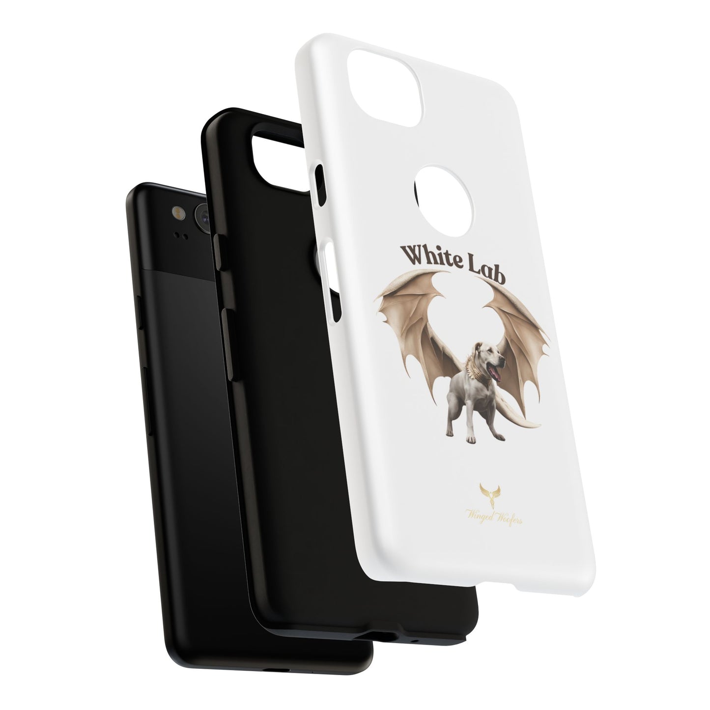 White Labrador Tough Case - Protective Phone Case with Winged Dog Design