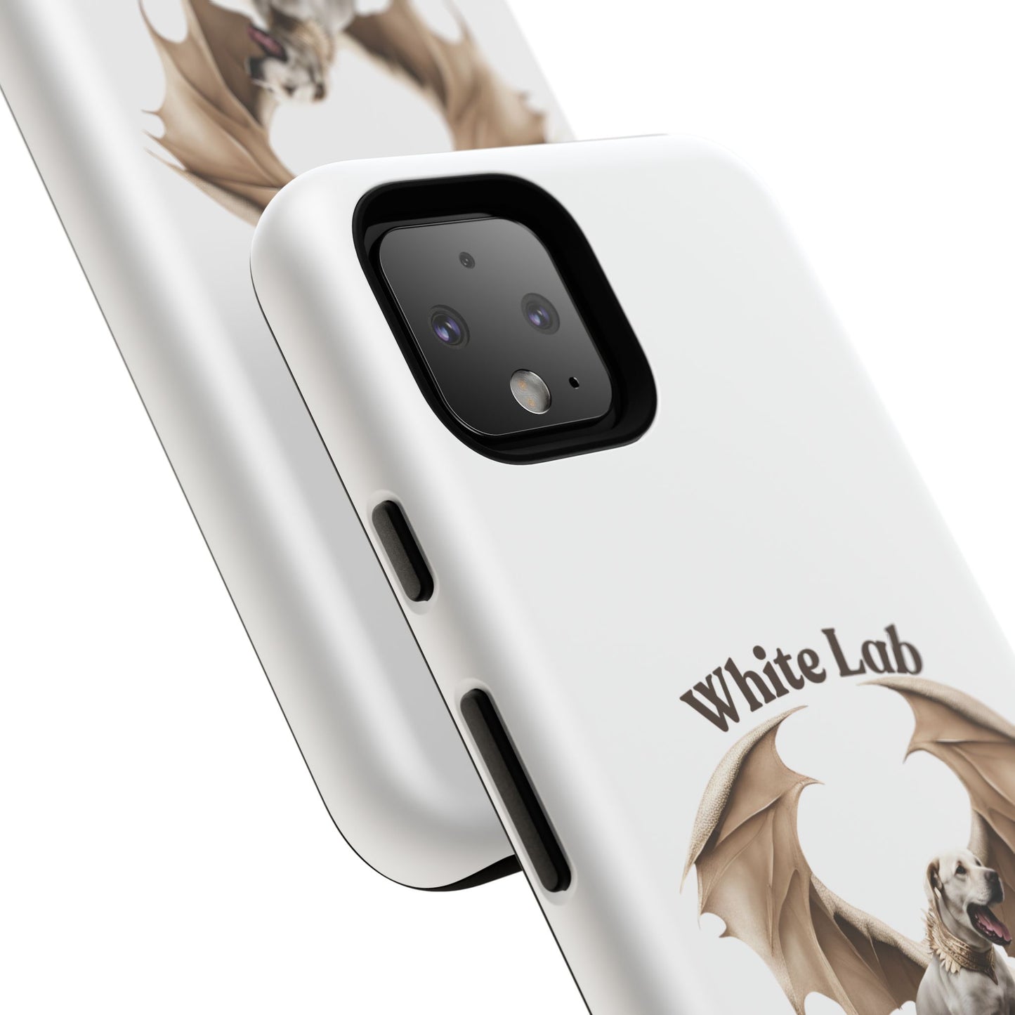 White Labrador Tough Case - Protective Phone Case with Winged Dog Design