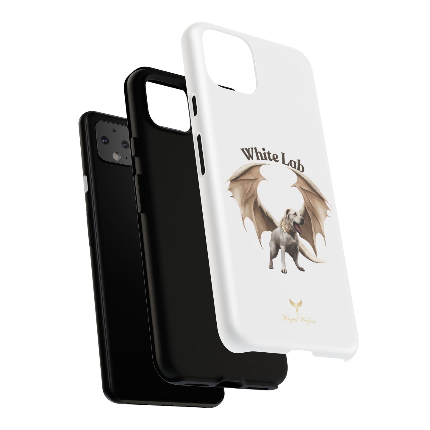 White Labrador Tough Case - Protective Phone Case with Winged Dog Design