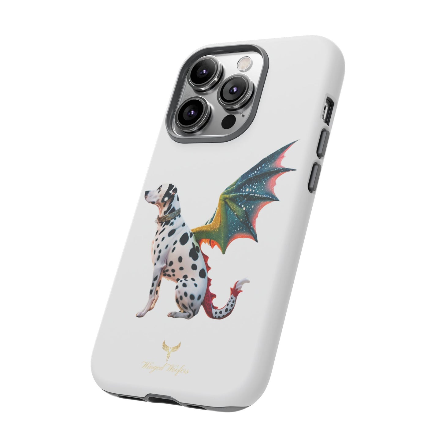 Whimsical Dog Art Phone Case – Tough Cases Featuring Dragon Dalmatian Design