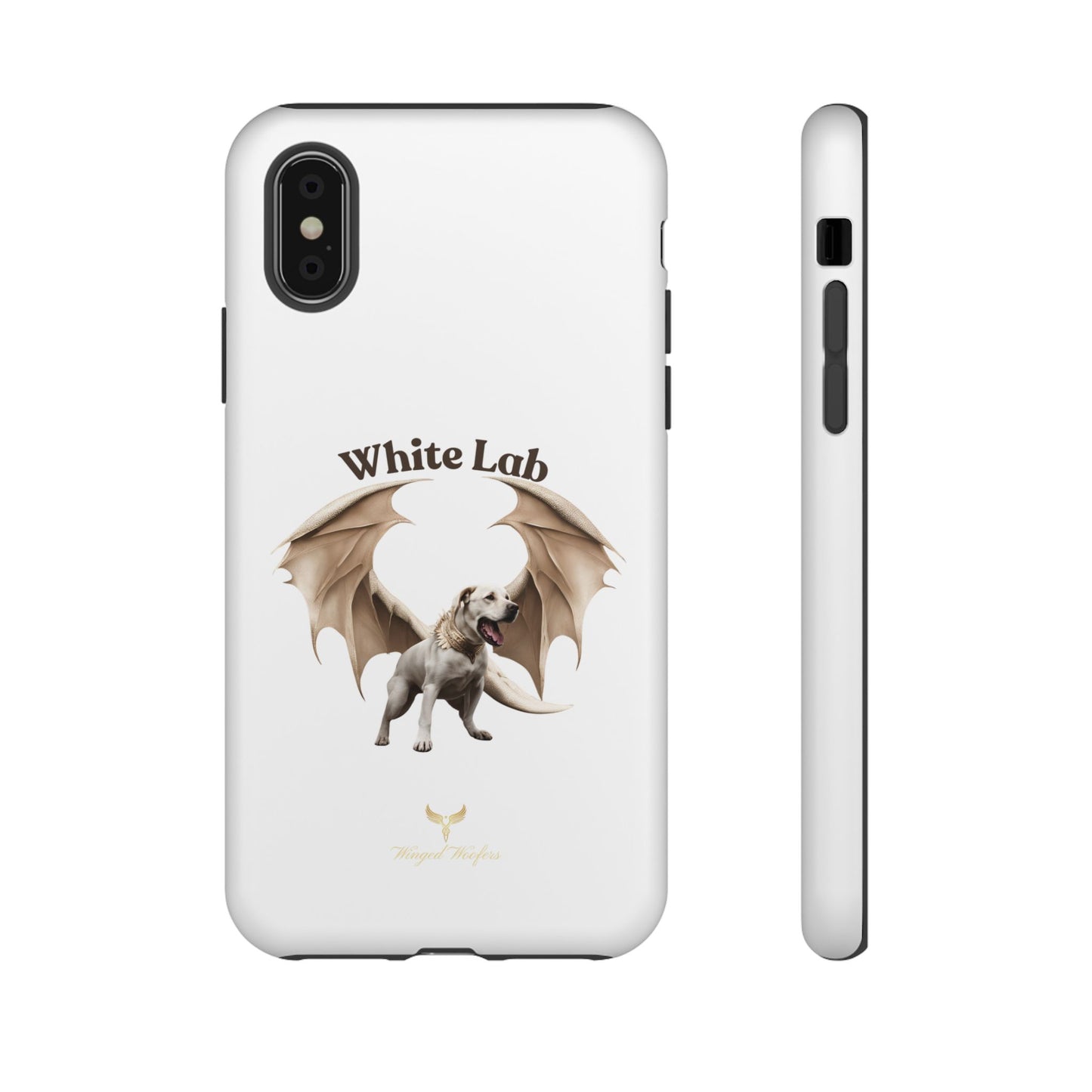 White Labrador Tough Case - Protective Phone Case with Winged Dog Design