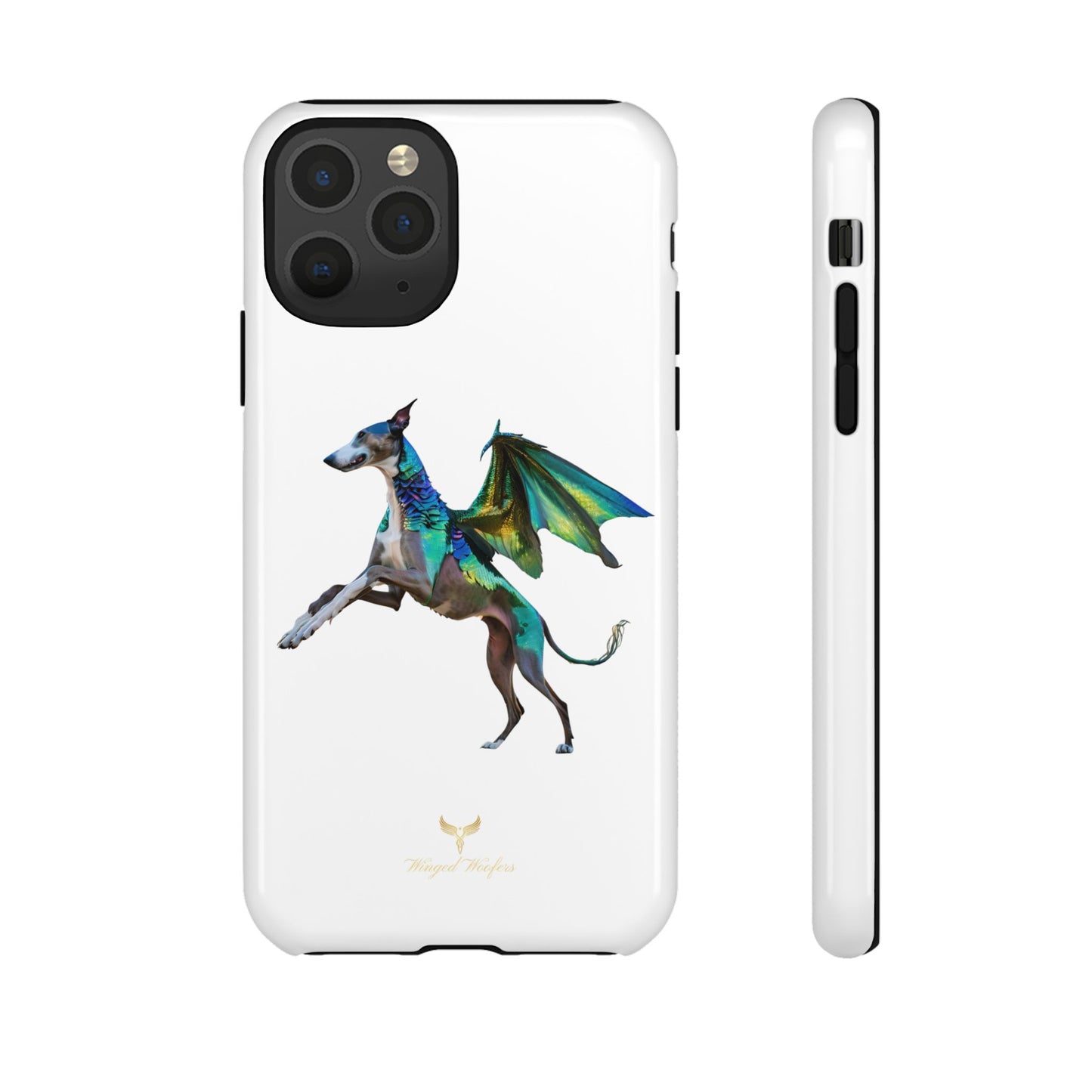 Fantasy Greyhound Dog Phone Case - Whimsical Winged Design for Pet Lovers