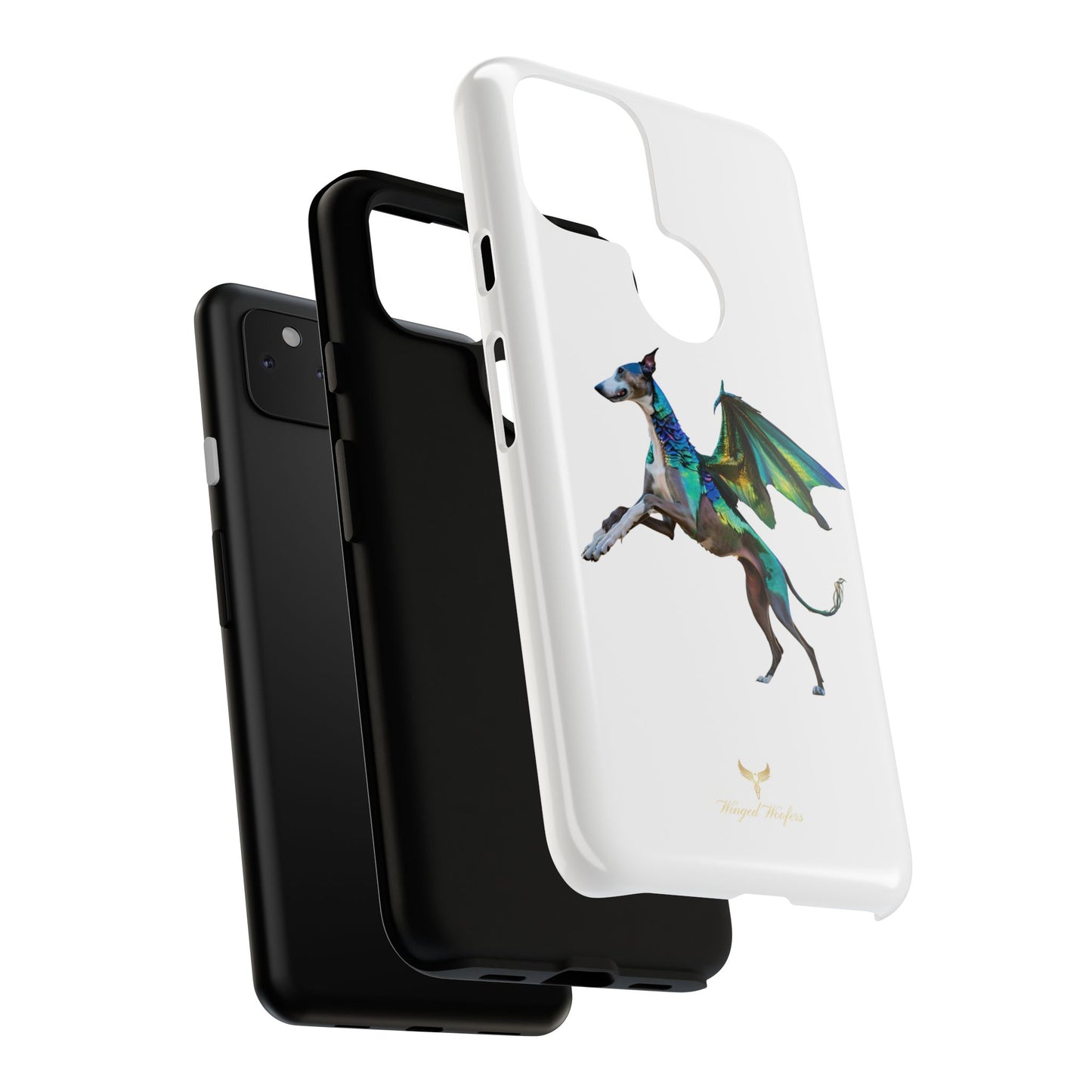 Fantasy Greyhound Dog Phone Case - Whimsical Winged Design for Pet Lovers