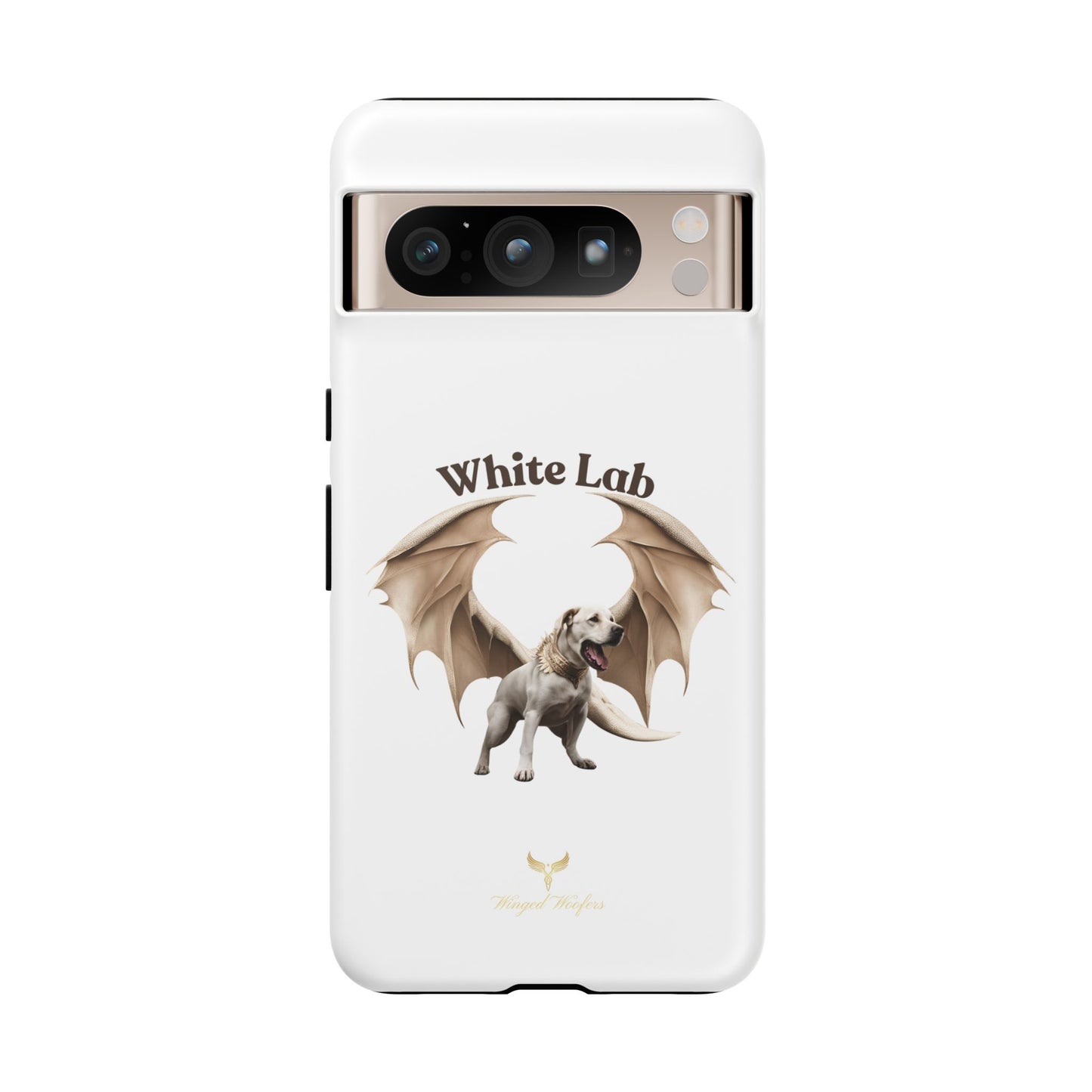 White Labrador Tough Case - Protective Phone Case with Winged Dog Design