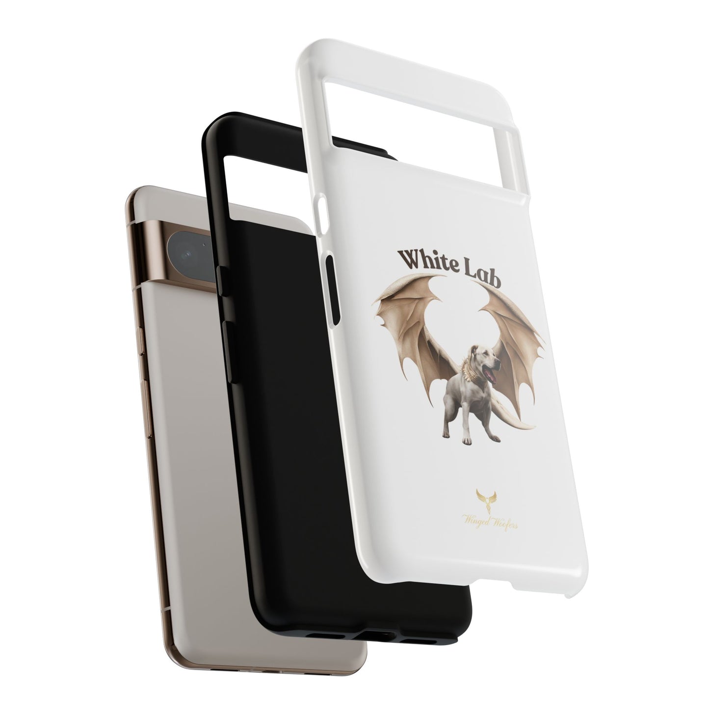 White Labrador Tough Case - Protective Phone Case with Winged Dog Design