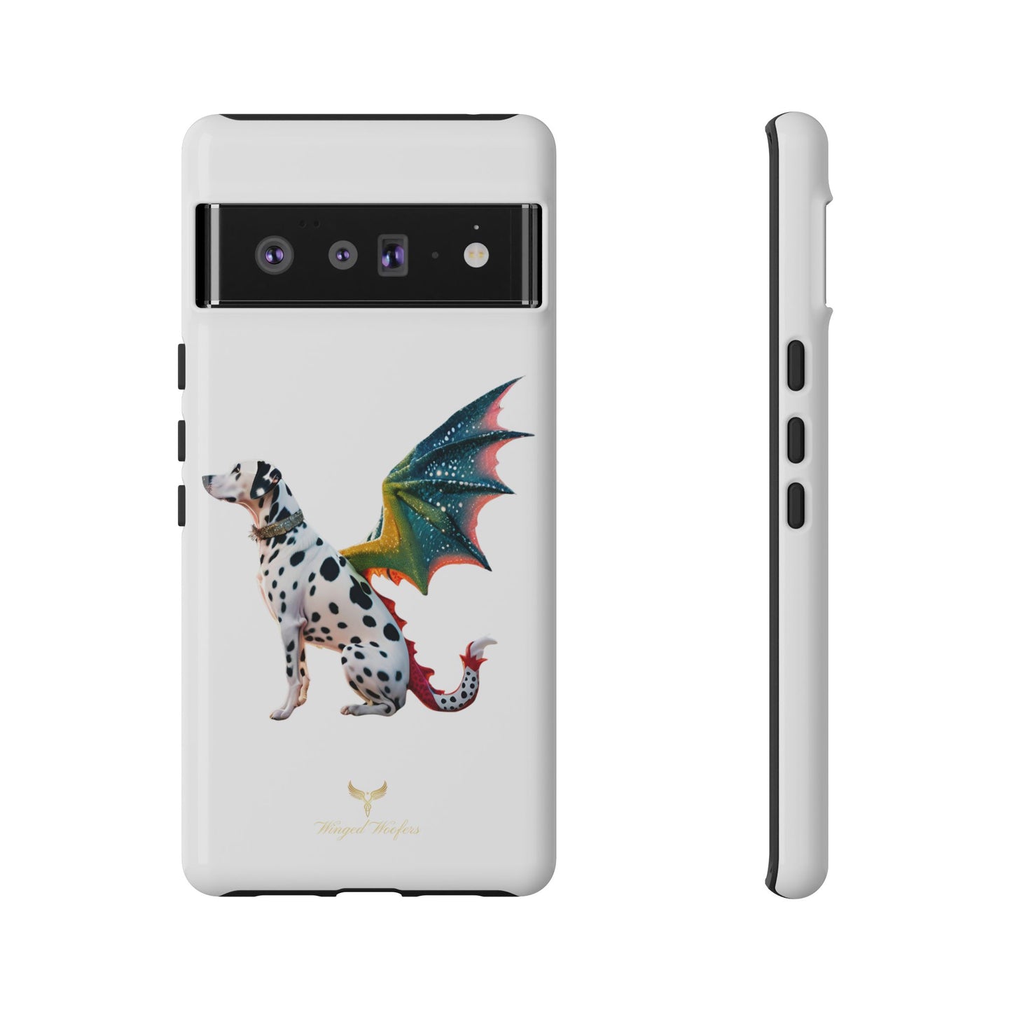 Whimsical Dog Art Phone Case – Tough Cases Featuring Dragon Dalmatian Design