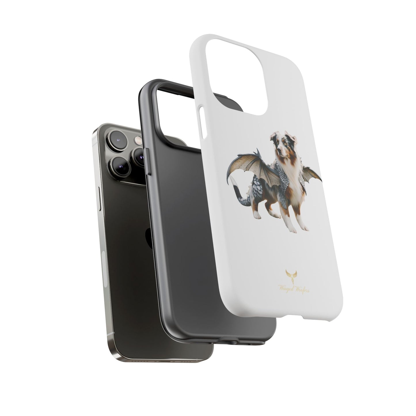 Fantasy Australian Shepherd Dog Phone Case with Wings - Tough Cases for Animal Lovers