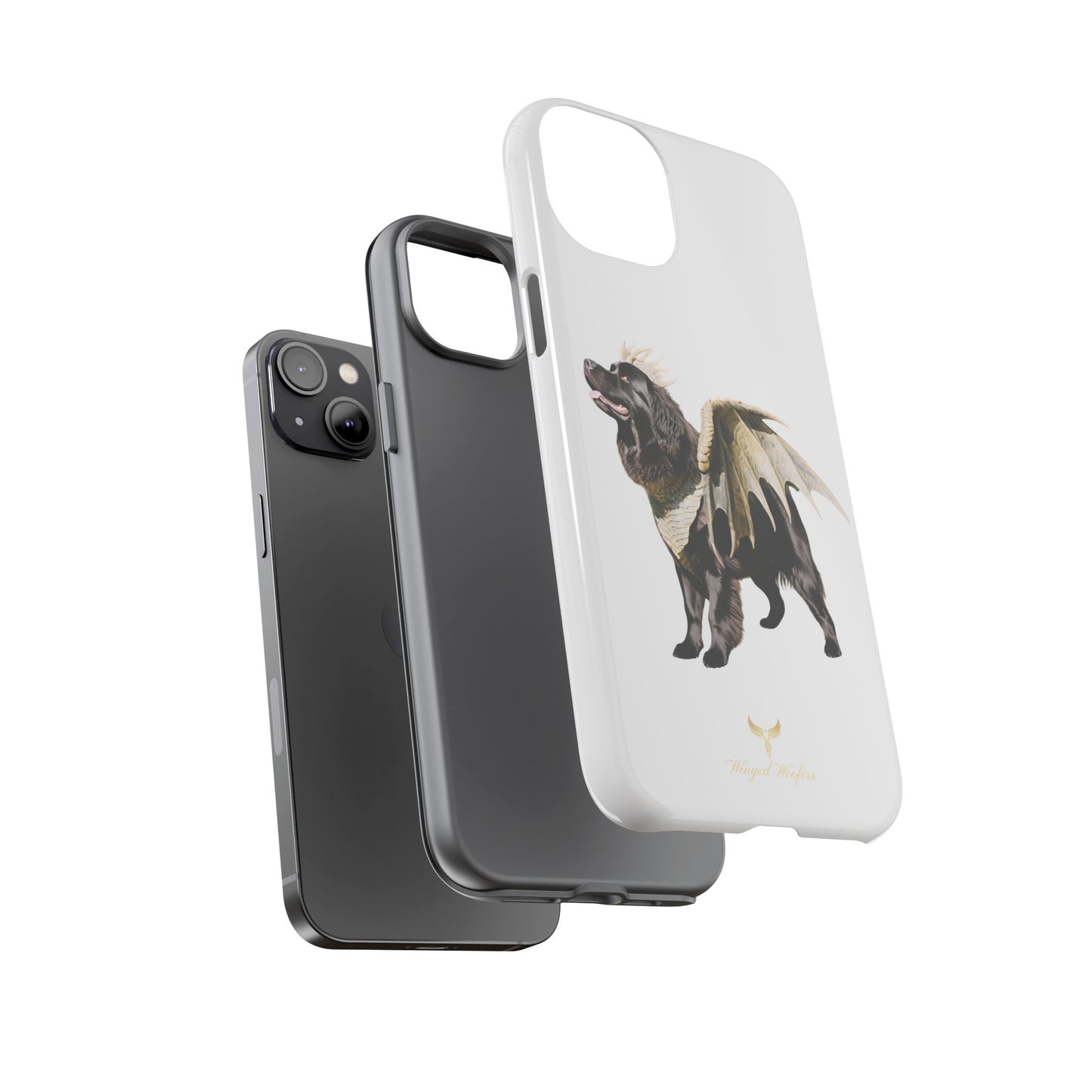 Magical Newfoundland Dog Phone Case - Tough & Stylish Cover with Winged Canine Design