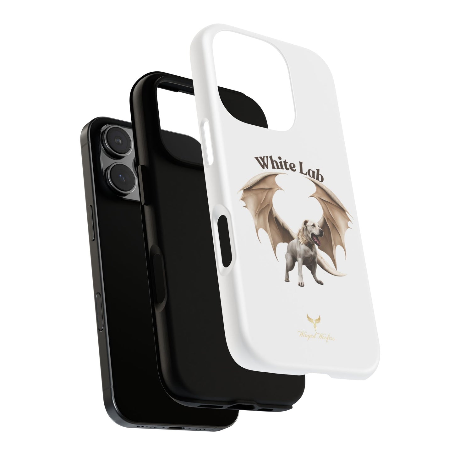 White Labrador Tough Case - Protective Phone Case with Winged Dog Design