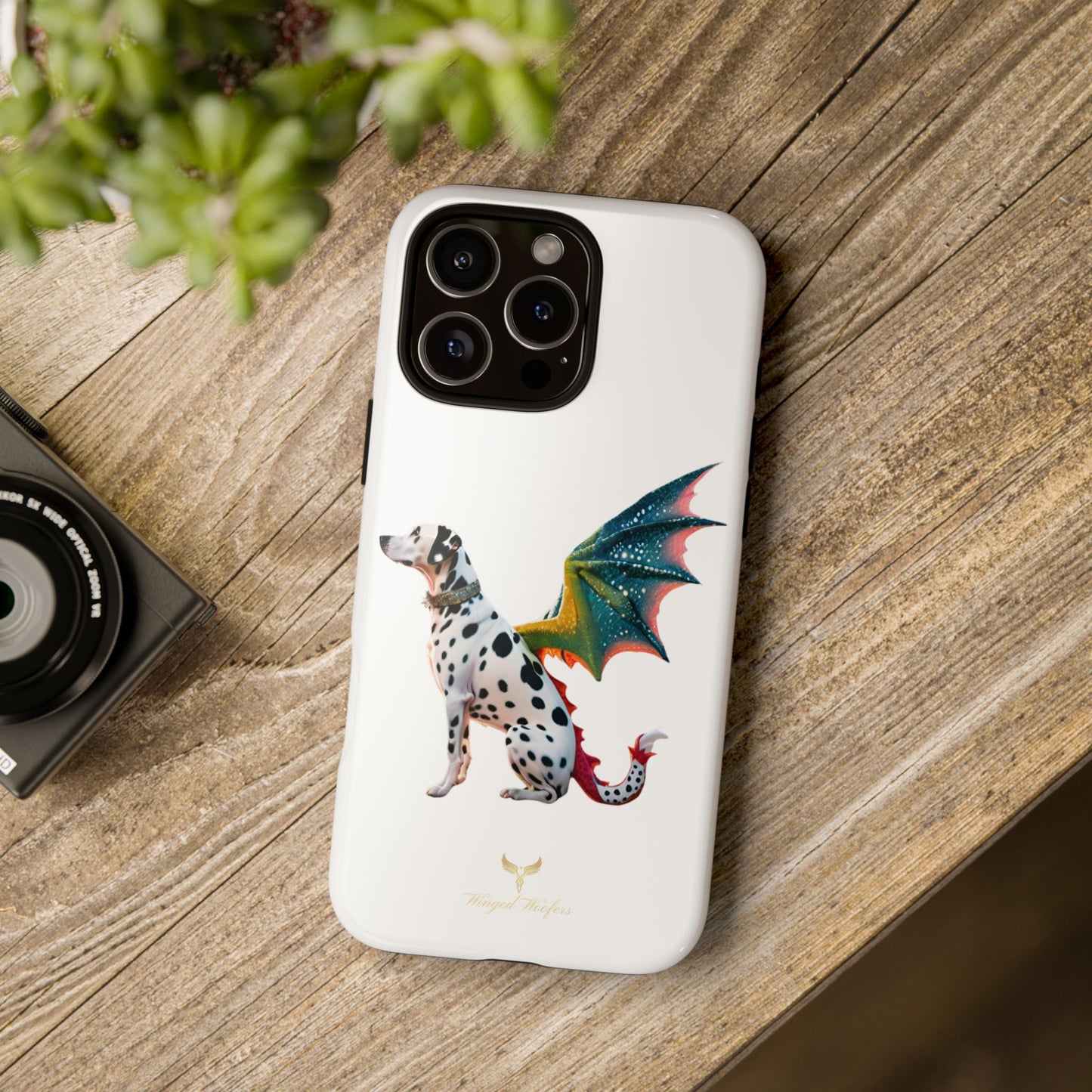 Whimsical Dog Art Phone Case – Tough Cases Featuring Dragon Dalmatian Design