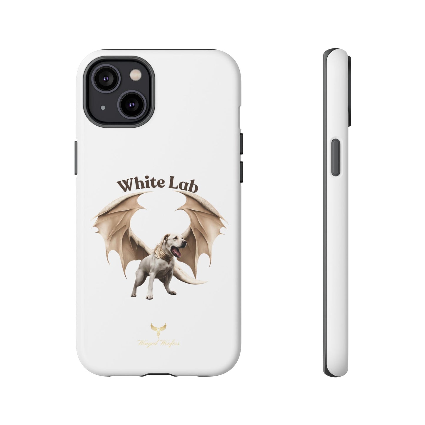 White Labrador Tough Case - Protective Phone Case with Winged Dog Design