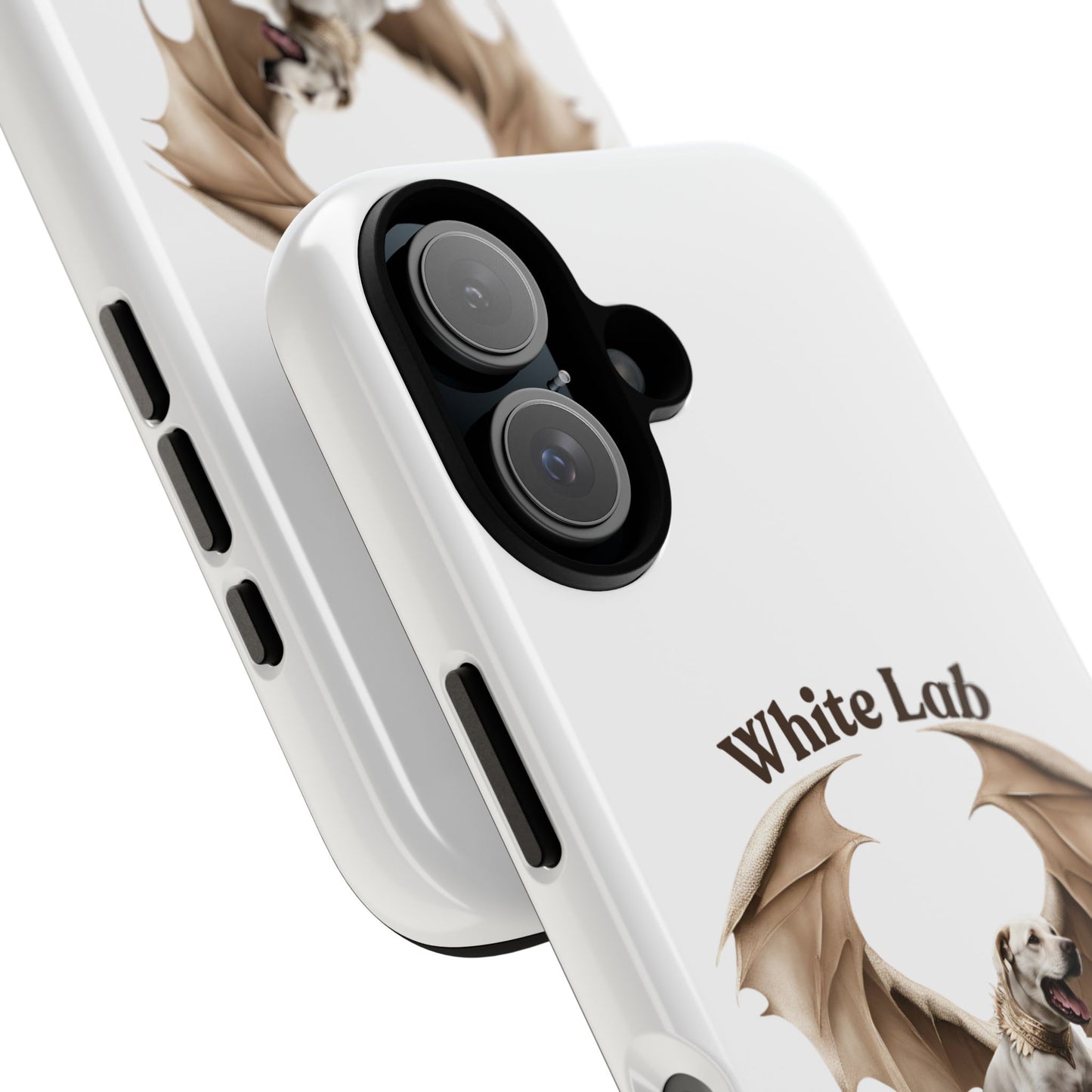 White Labrador Tough Case - Protective Phone Case with Winged Dog Design