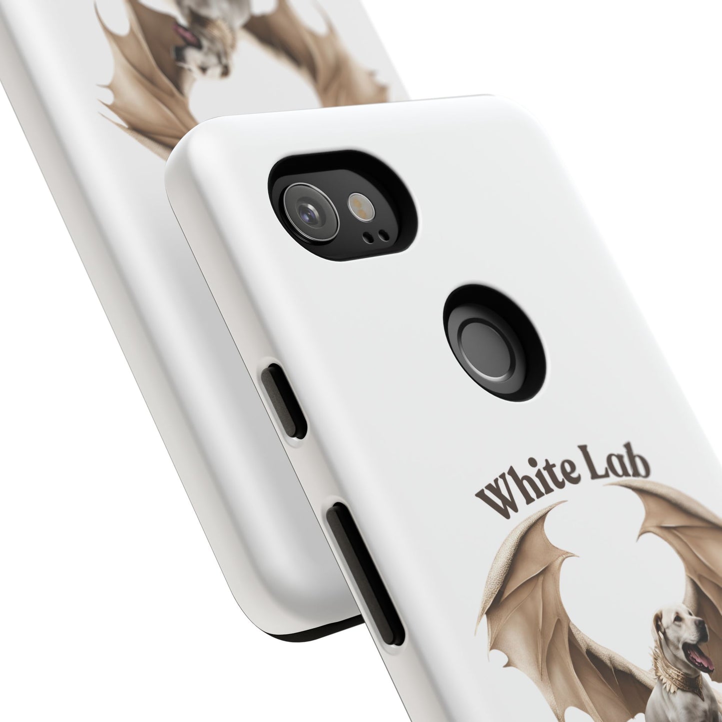 White Labrador Tough Case - Protective Phone Case with Winged Dog Design