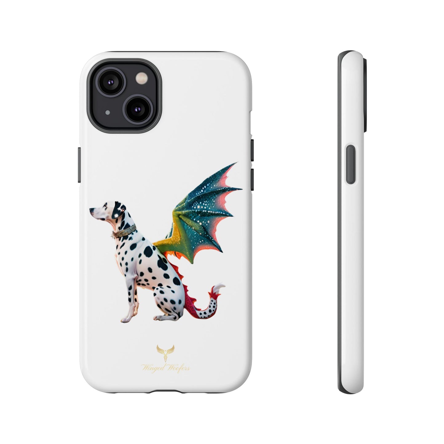 Whimsical Dog Art Phone Case – Tough Cases Featuring Dragon Dalmatian Design