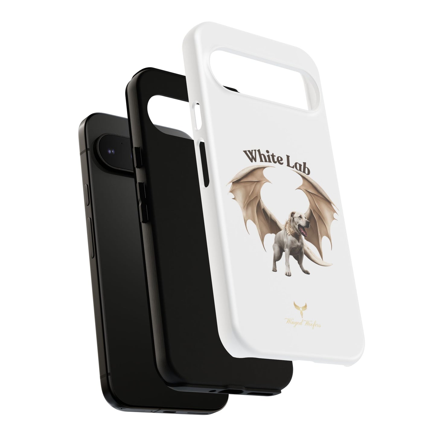 White Labrador Tough Case - Protective Phone Case with Winged Dog Design